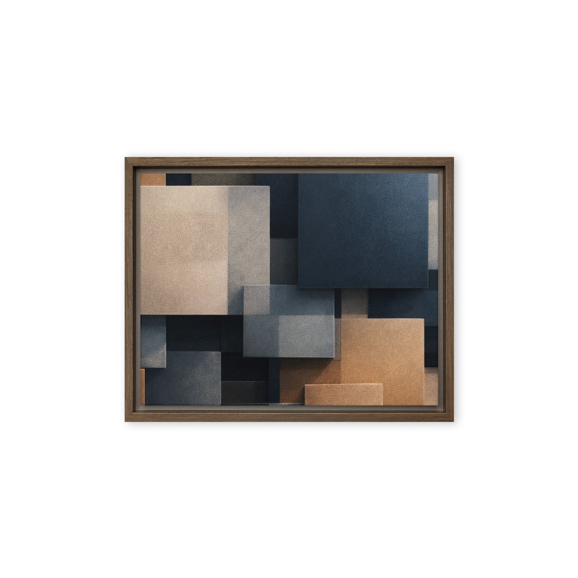 Monolith framed canvas print with product details shown in black frame, 16 x 20 inch universal size
