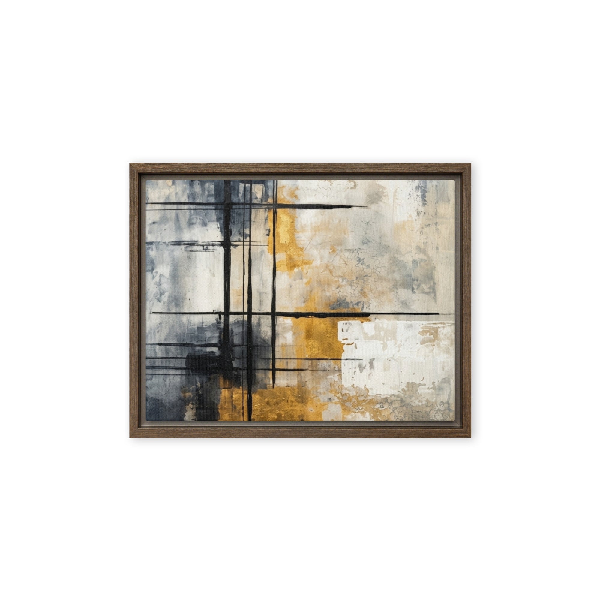 Elite framed canvas print product view in black frame, 16 x 16 inch universal size