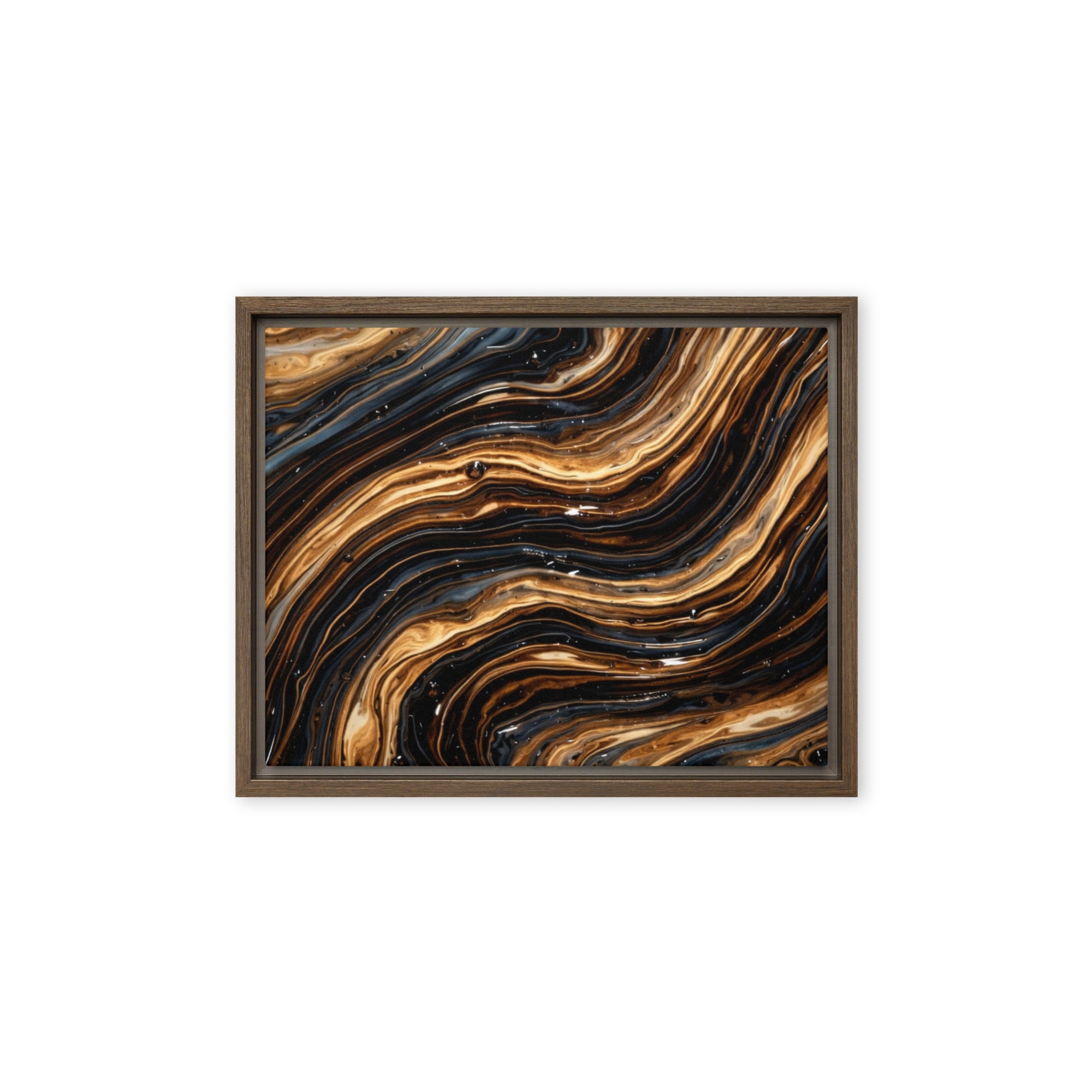 Amber framed canvas print, front view in black frame, 18 x 24 inch large size