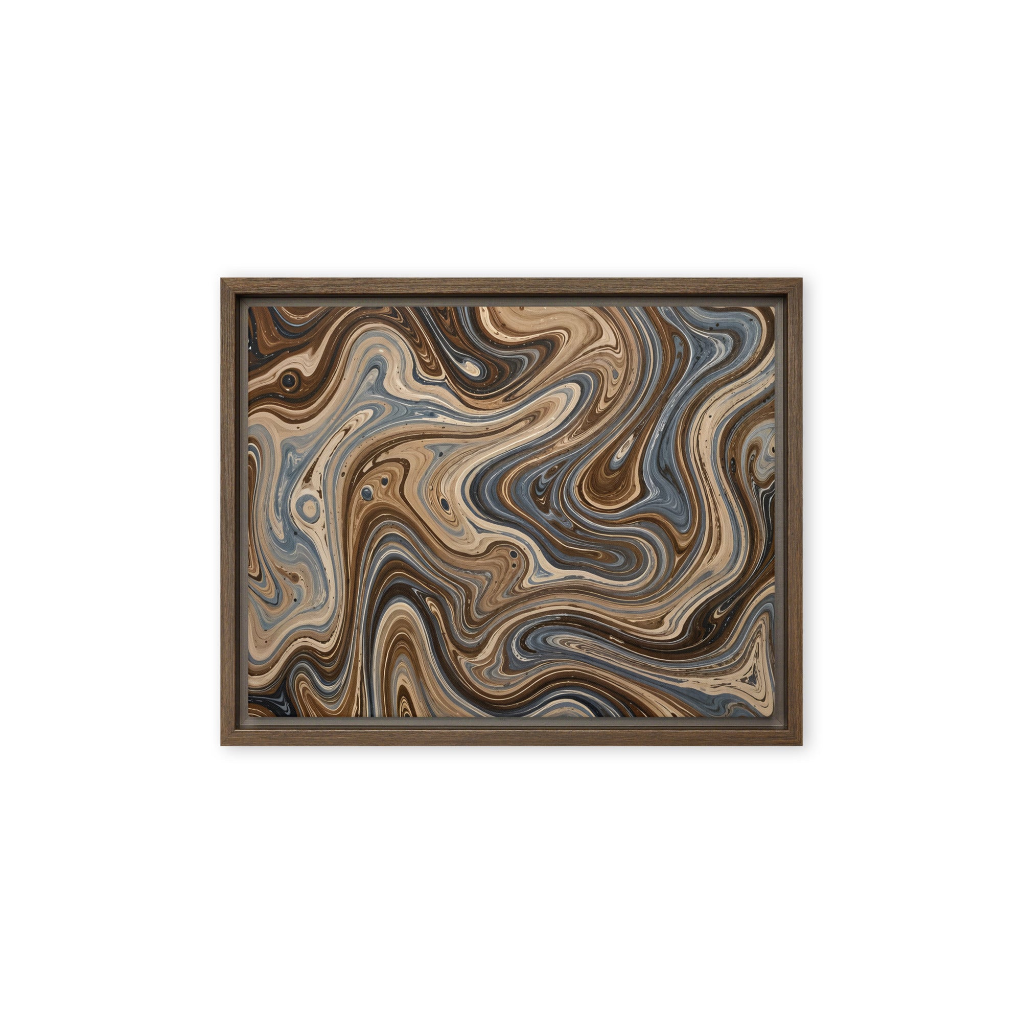 Café Mocha framed canvas print, front view in black frame, 18 x 24 inch large size