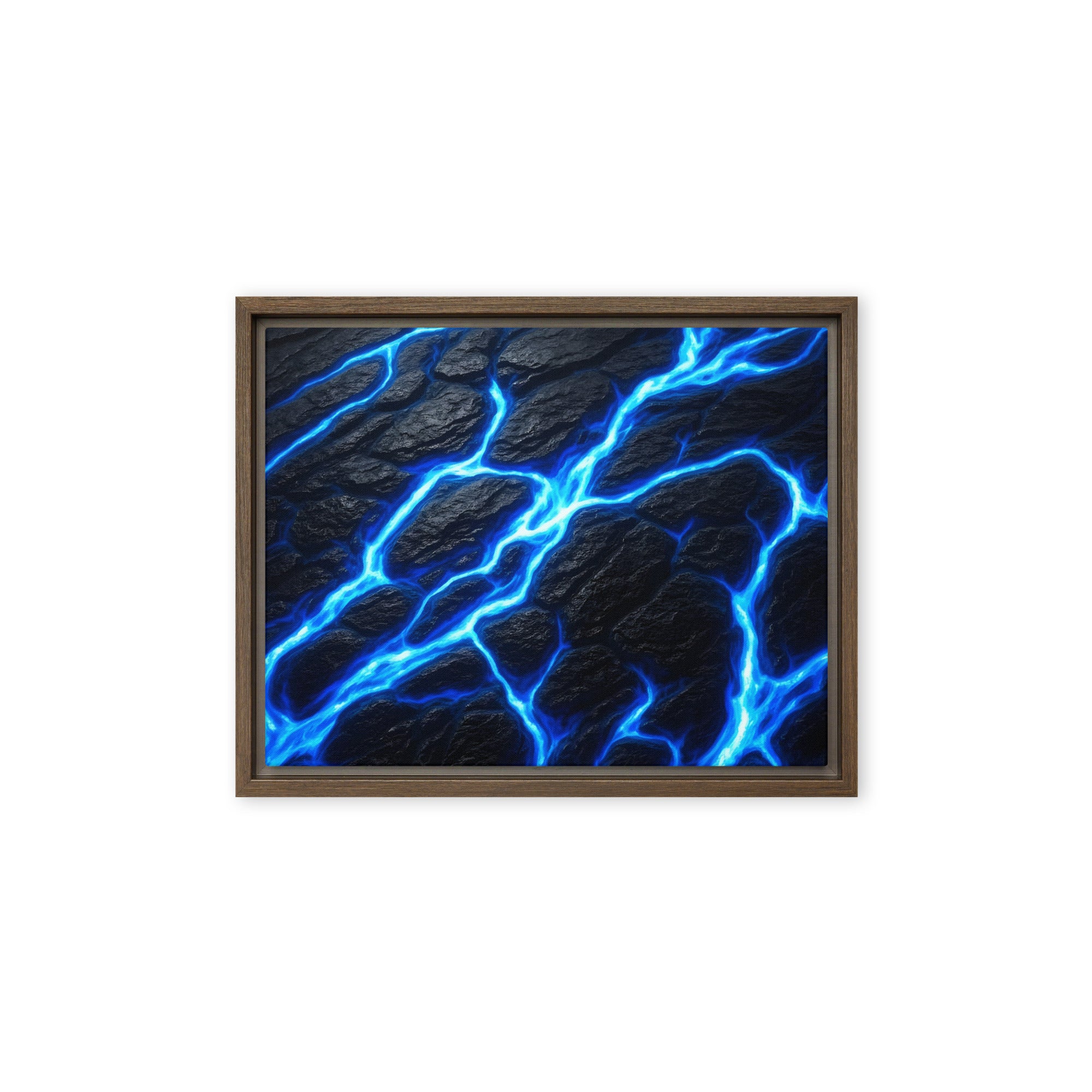 Fissure framed canvas print, front view in black frame, 18 x 24 inch large size