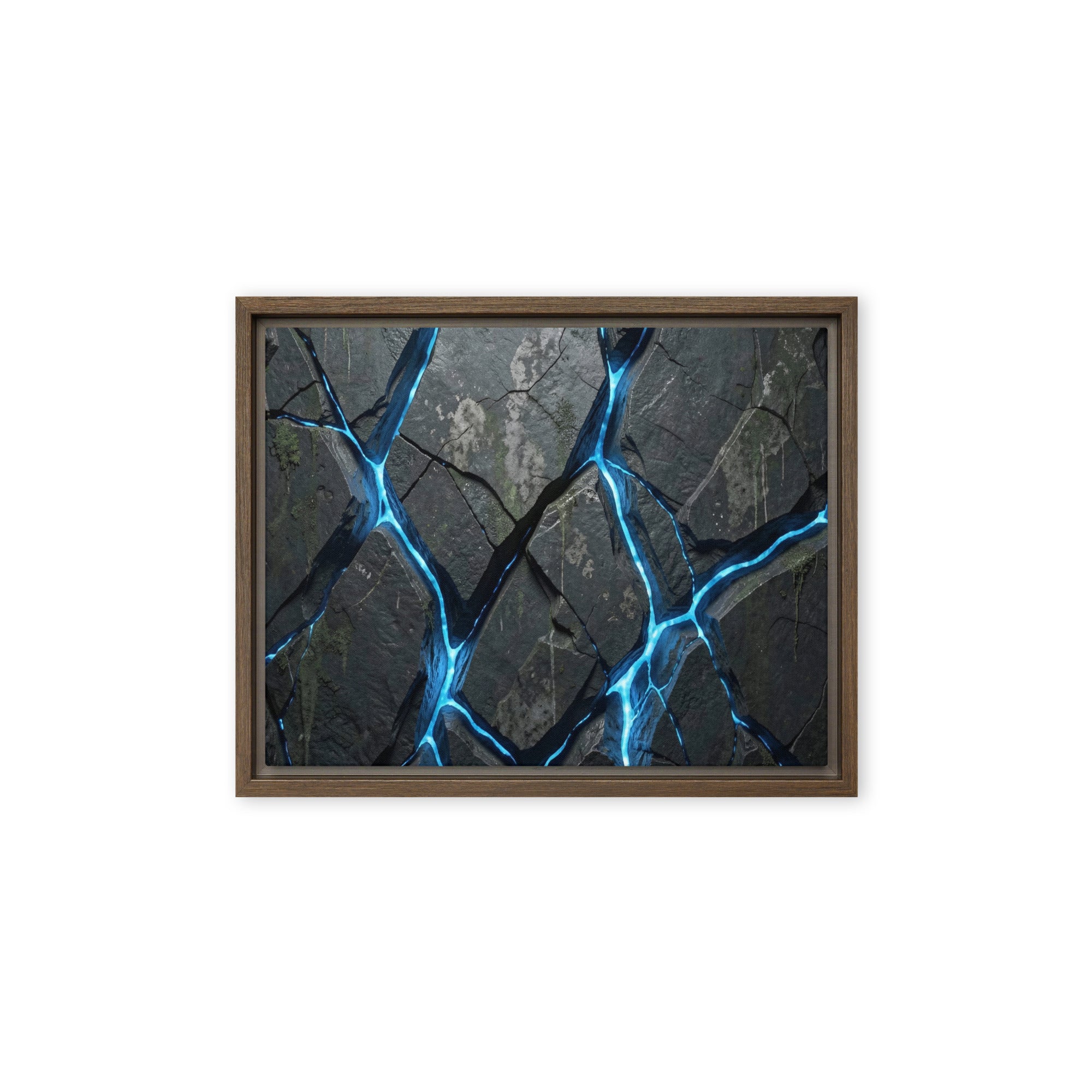 Igneous framed canvas print, front view in black frame, 18 x 24 inch large size