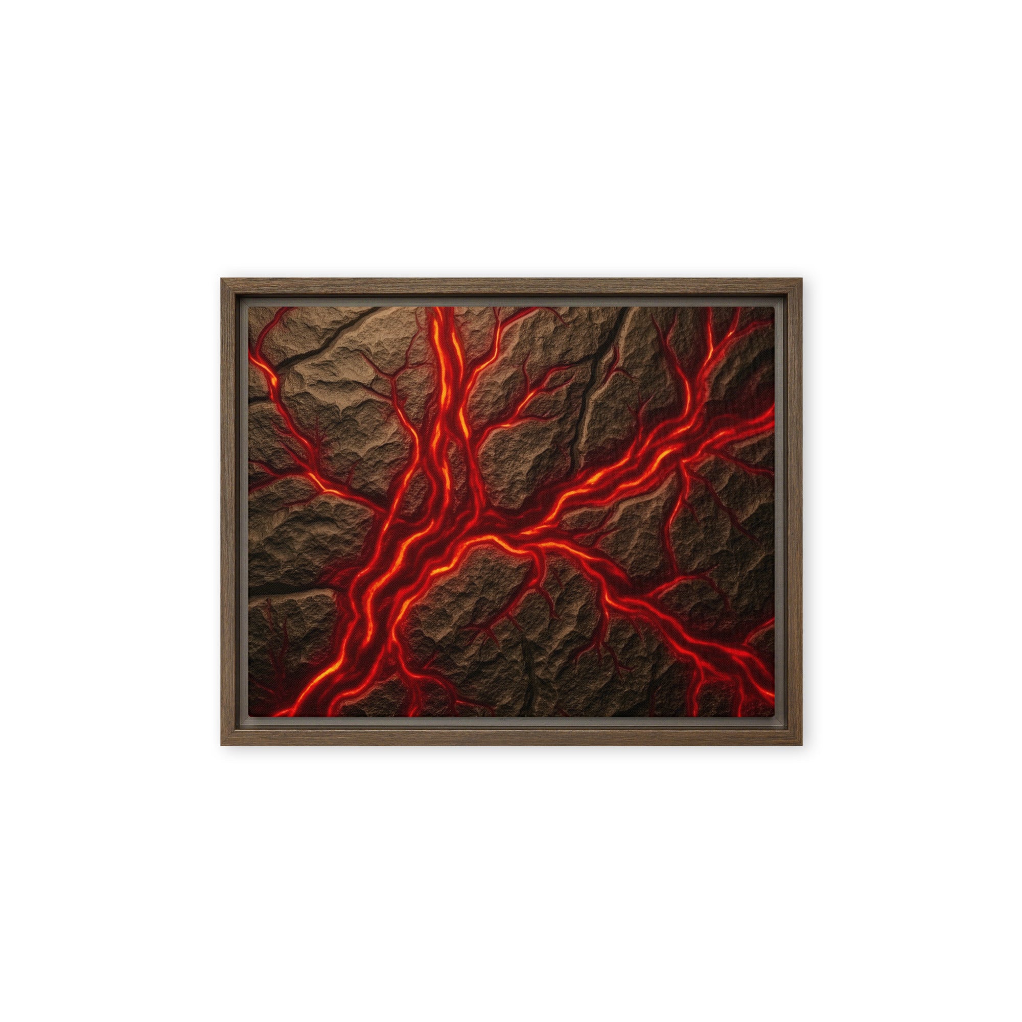 Magma framed canvas print, front view in black frame, 18 x 24 inch large size