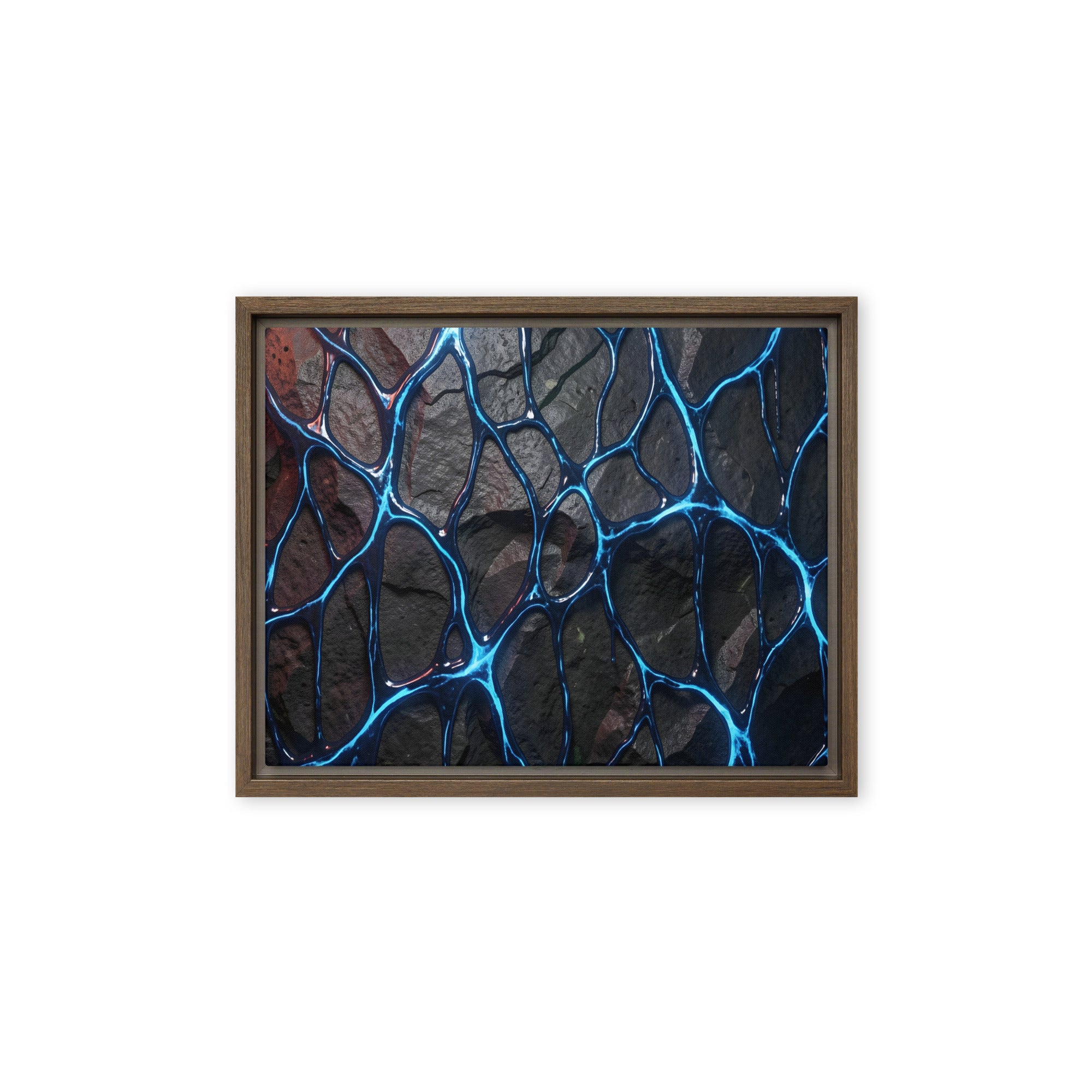 Magmatic framed canvas print, front view in black frame, 18 x 24 inch large size