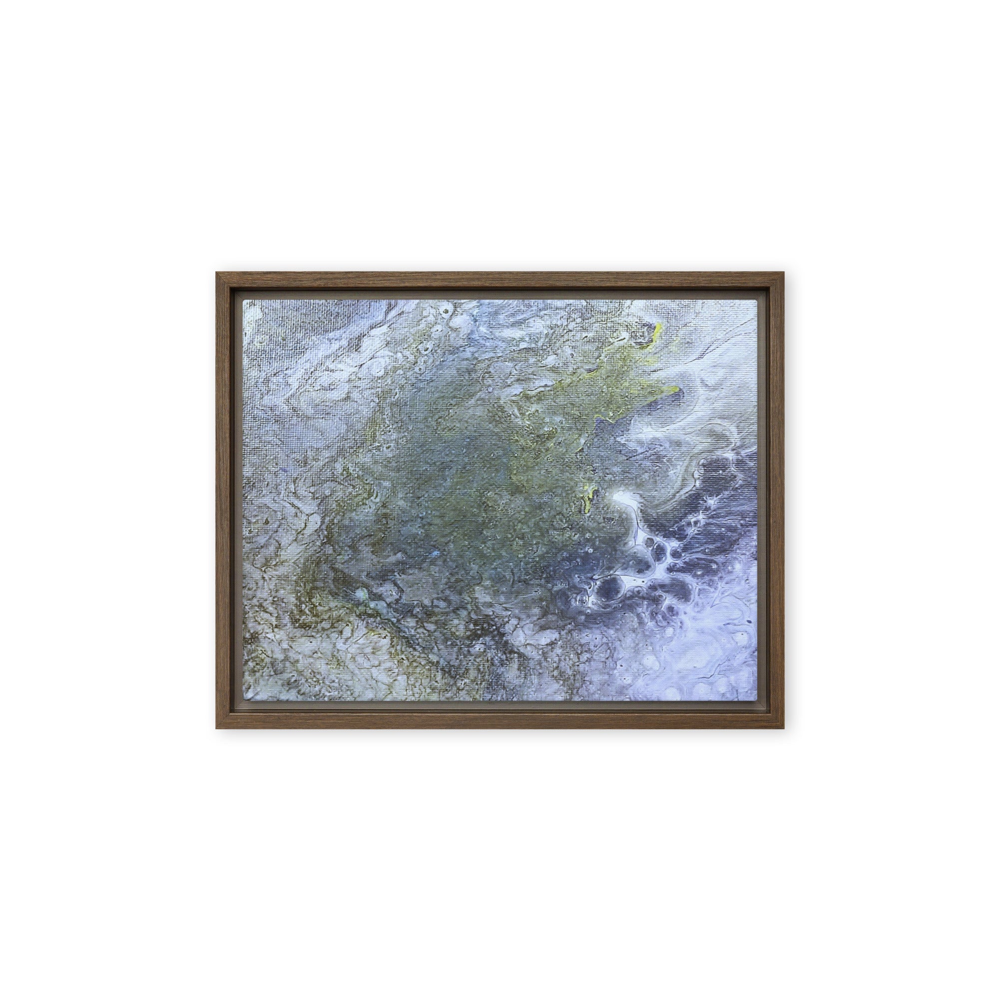 Shallows framed canvas studio series with product details shown in black frame, 16 x 20 inch universal size