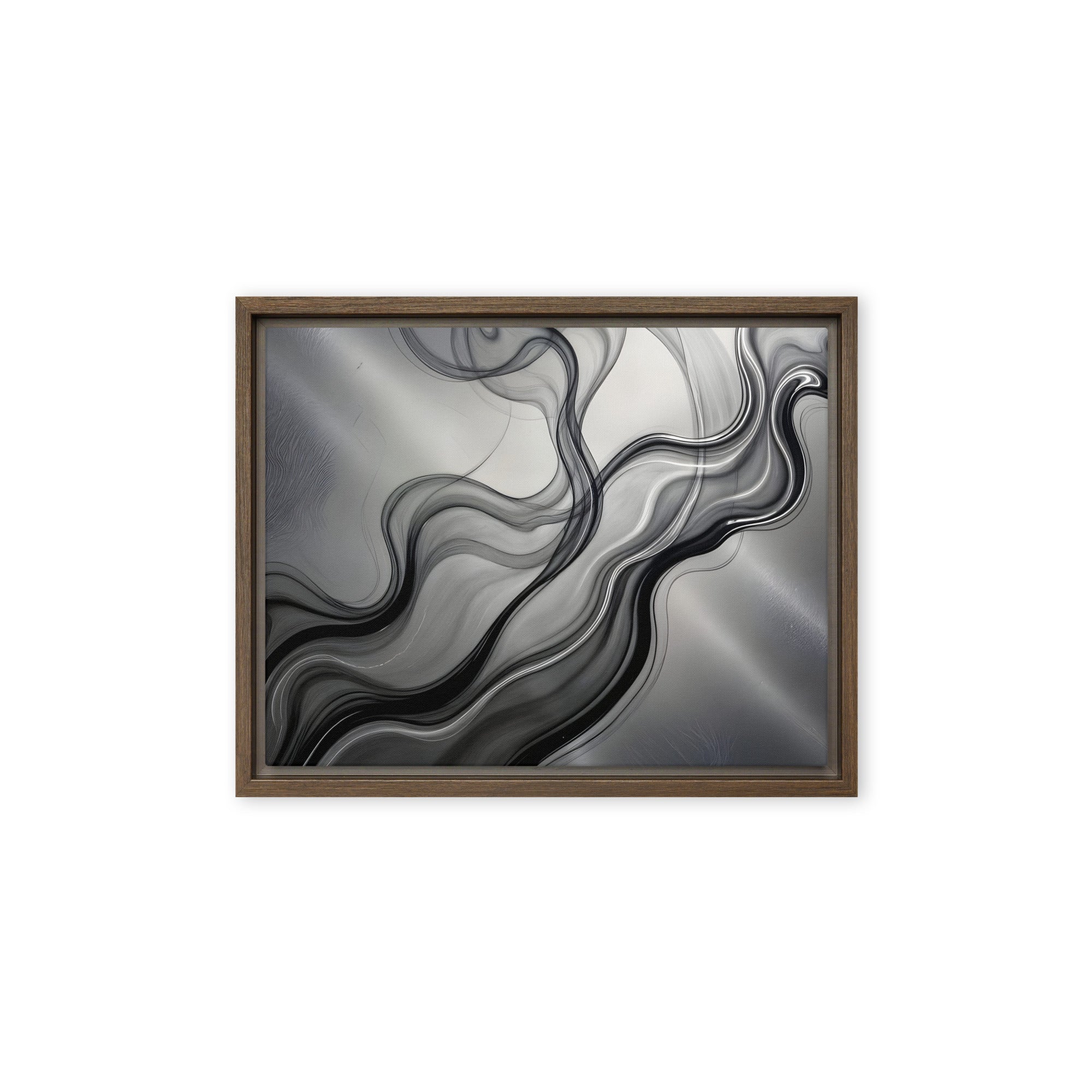 Smoke framed canvas print product image in black frame, 20 x 28 inch large size