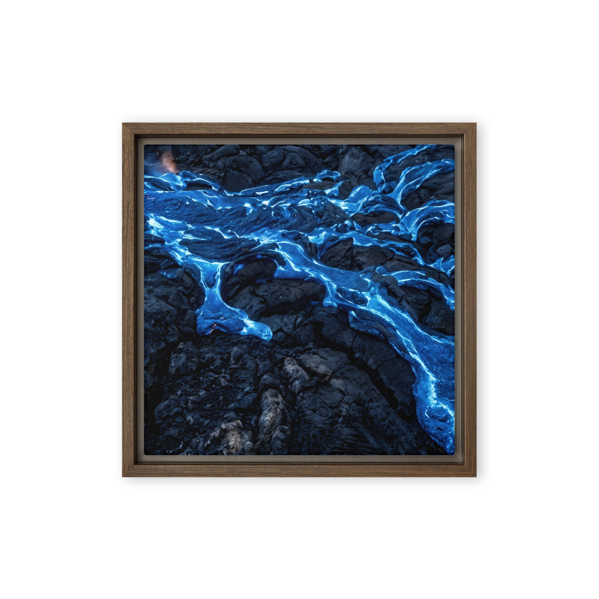 Scoria framed canvas print shown in front view in black frame, 20 x 30 inch large size
