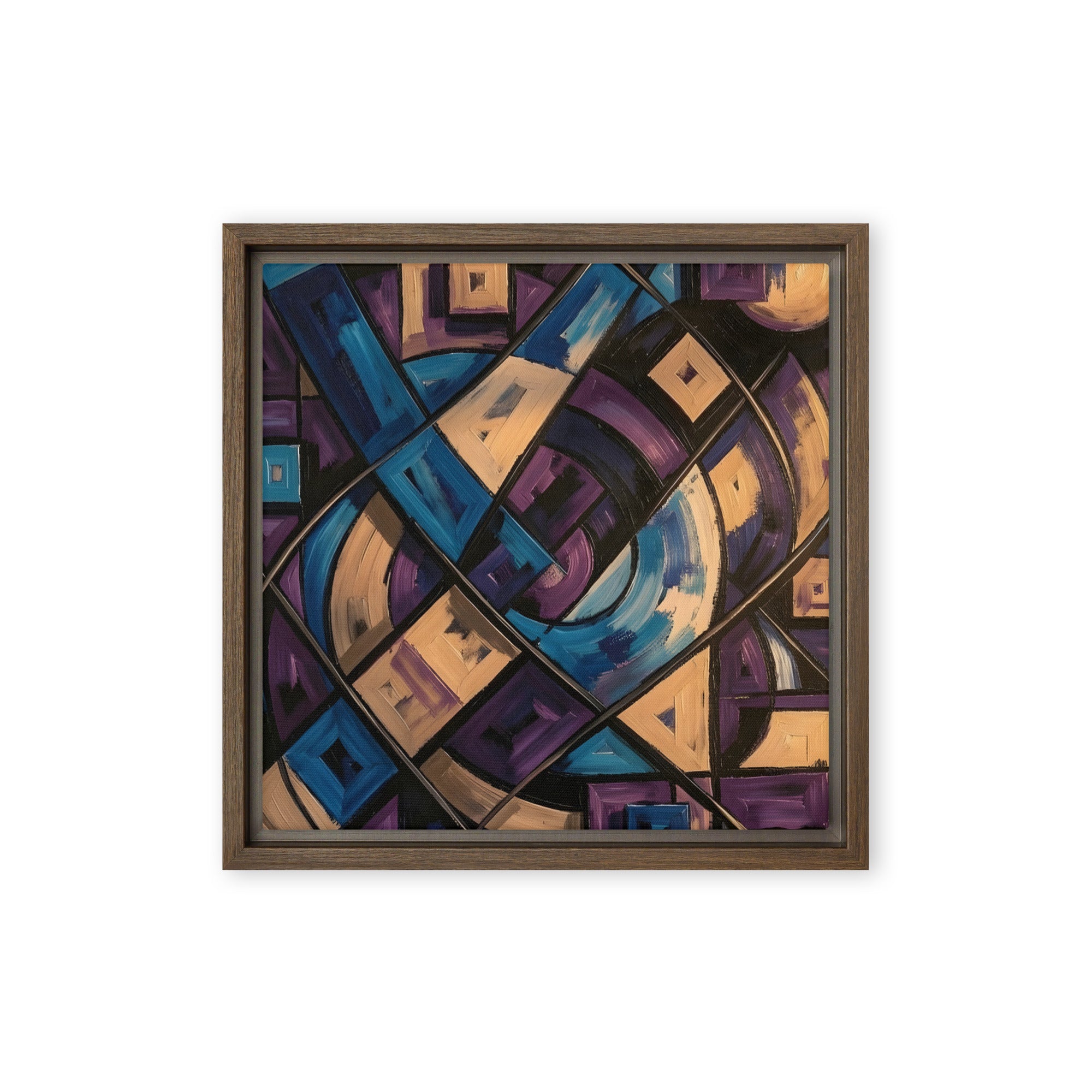 Relic framed canvas print product mockup in black frame, 16 x 16 inch universal size