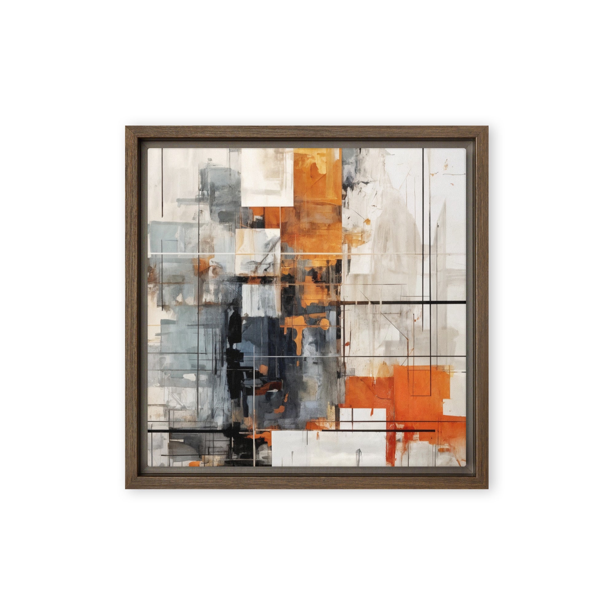 Corrupt framed canvas print shown in front view in black frame, 20 x 30 inch large size