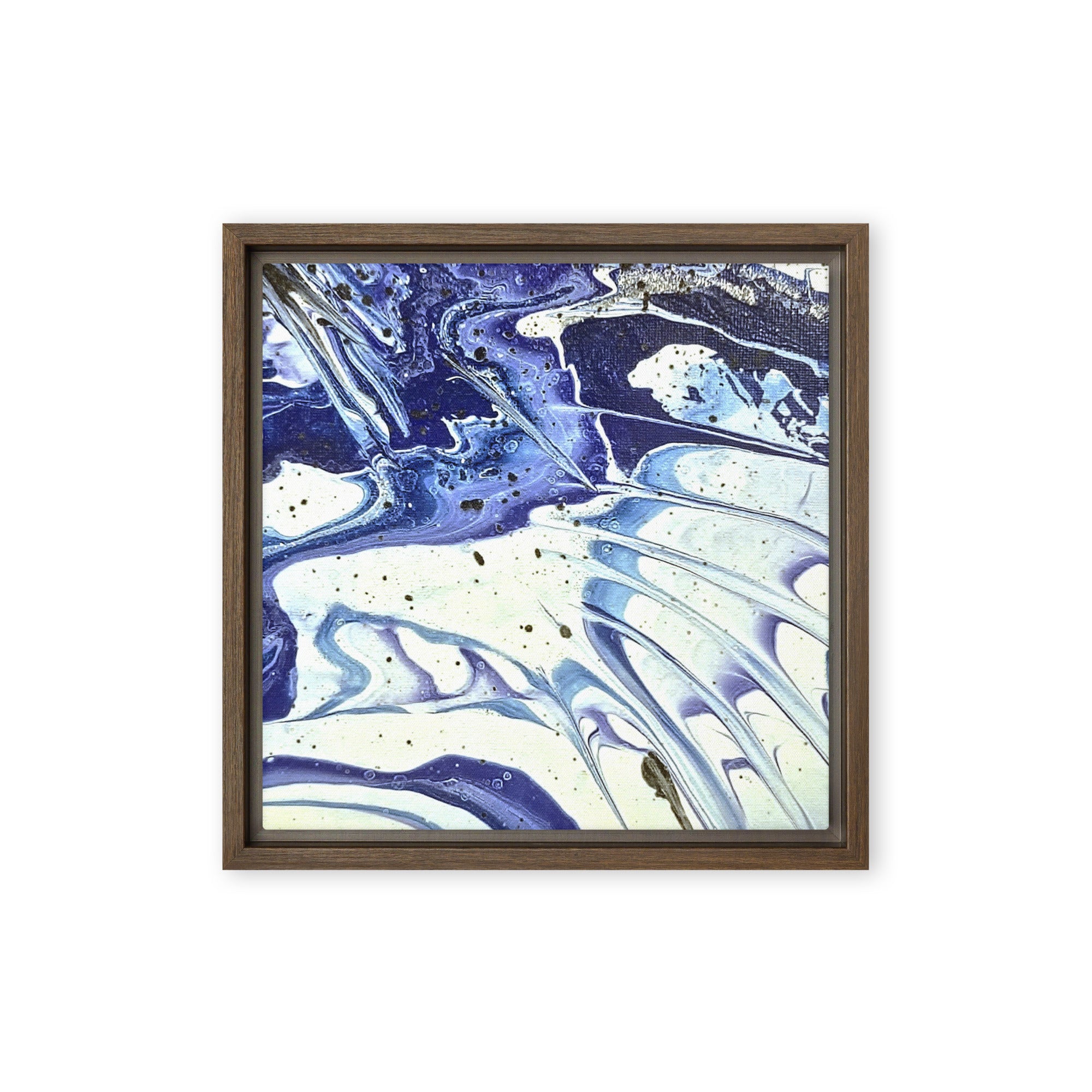 Cobalt framed canvas print shown in front view in black frame, 20 x 30 inch large size