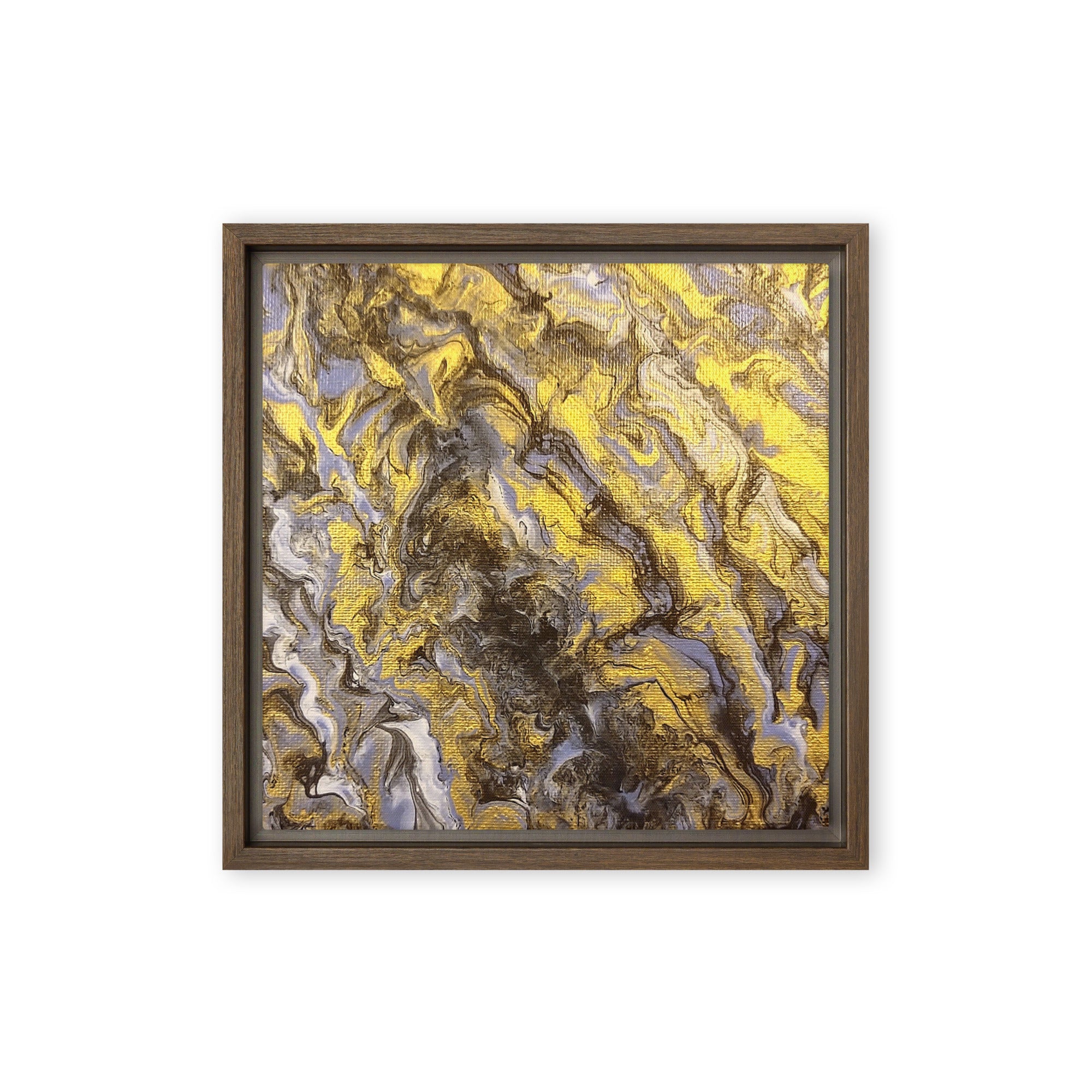 Gold Wave framed canvas print, front view in black frame, 18 x 24 inch large size