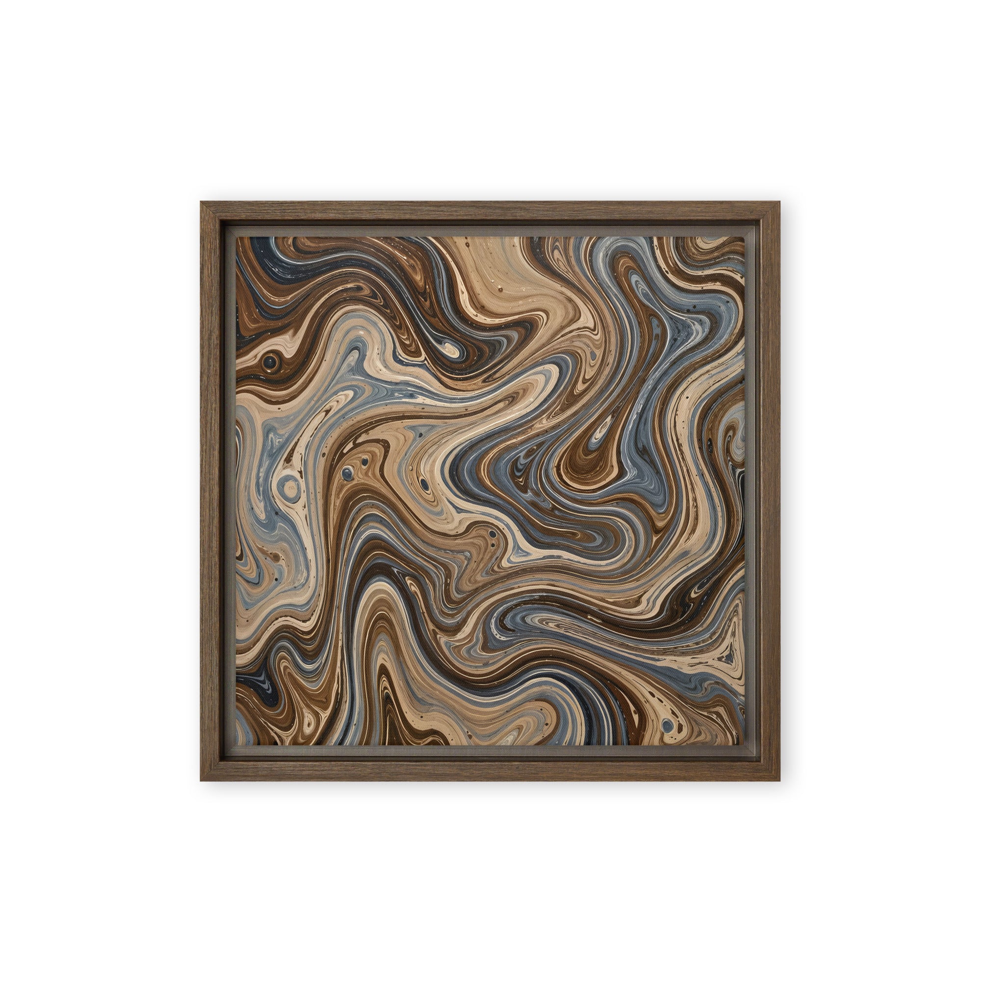 Café Mocha wall art product image as a framed canvas print in black frame, 24 x 32 inch large size