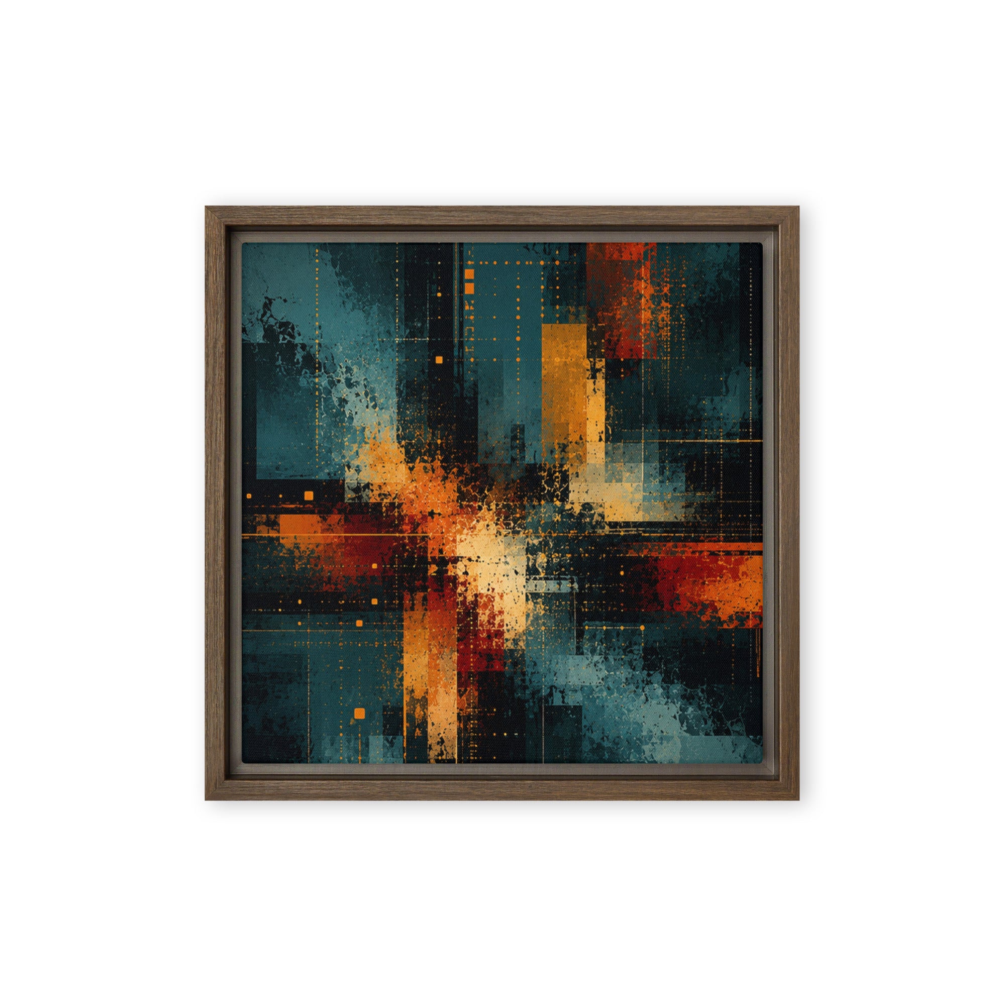 Axion framed canvas print shown in front view in black frame, 20 x 30 inch large size