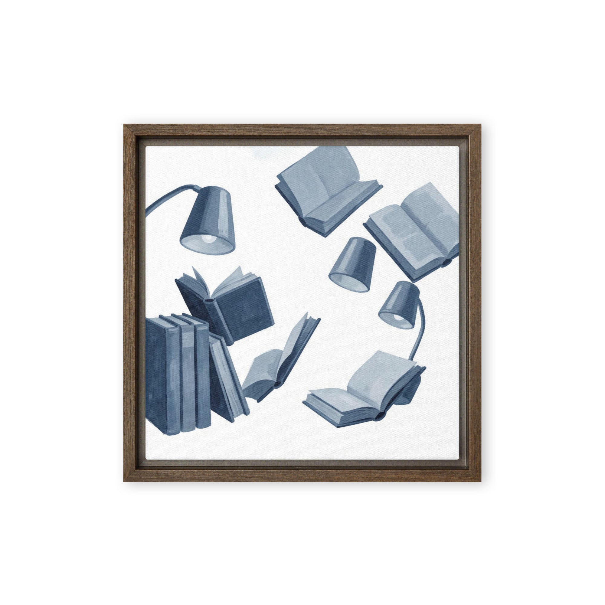 Slate X wall art product image as a framed canvas print in brown frame