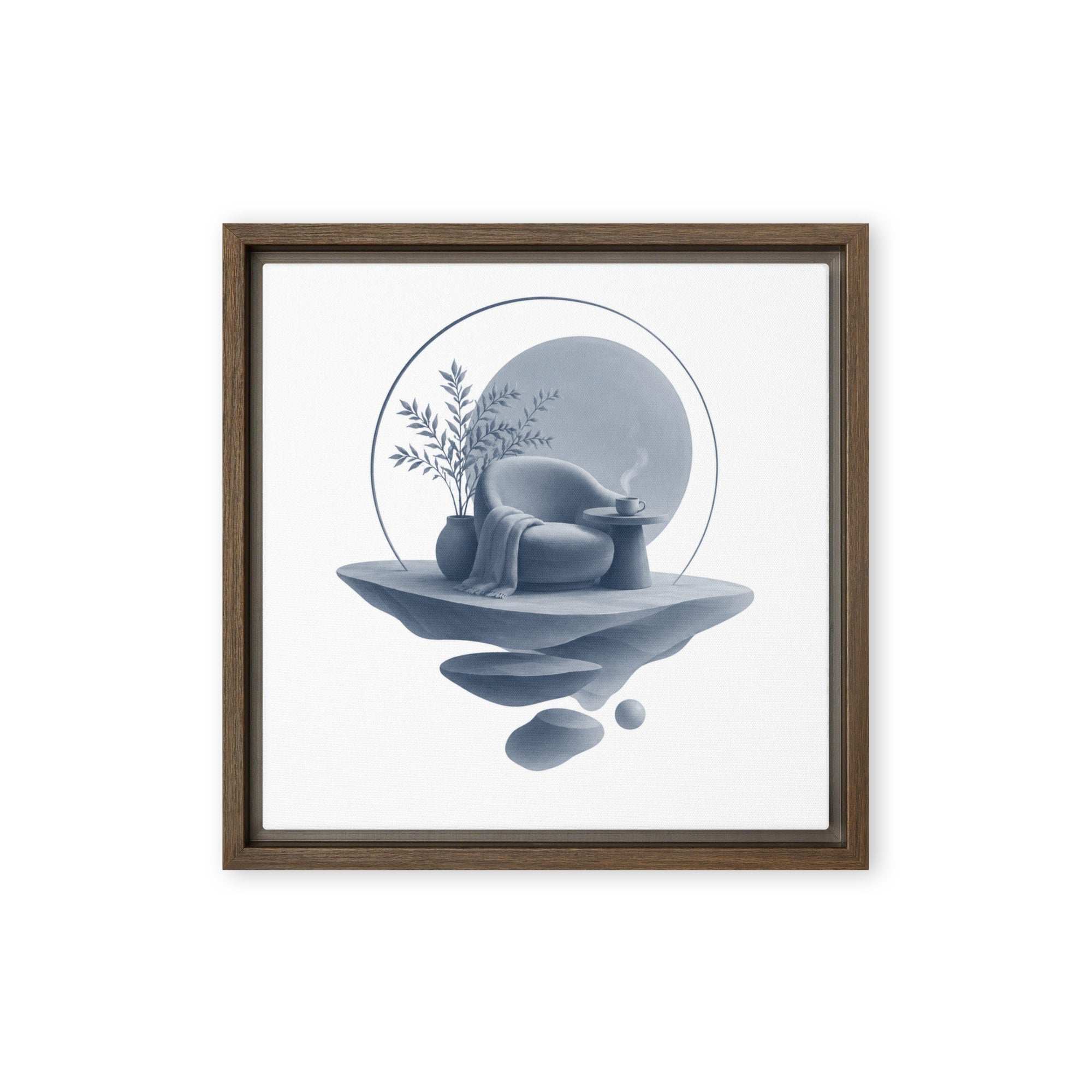 Slate XIV wall art product image as a framed canvas print in brown frame