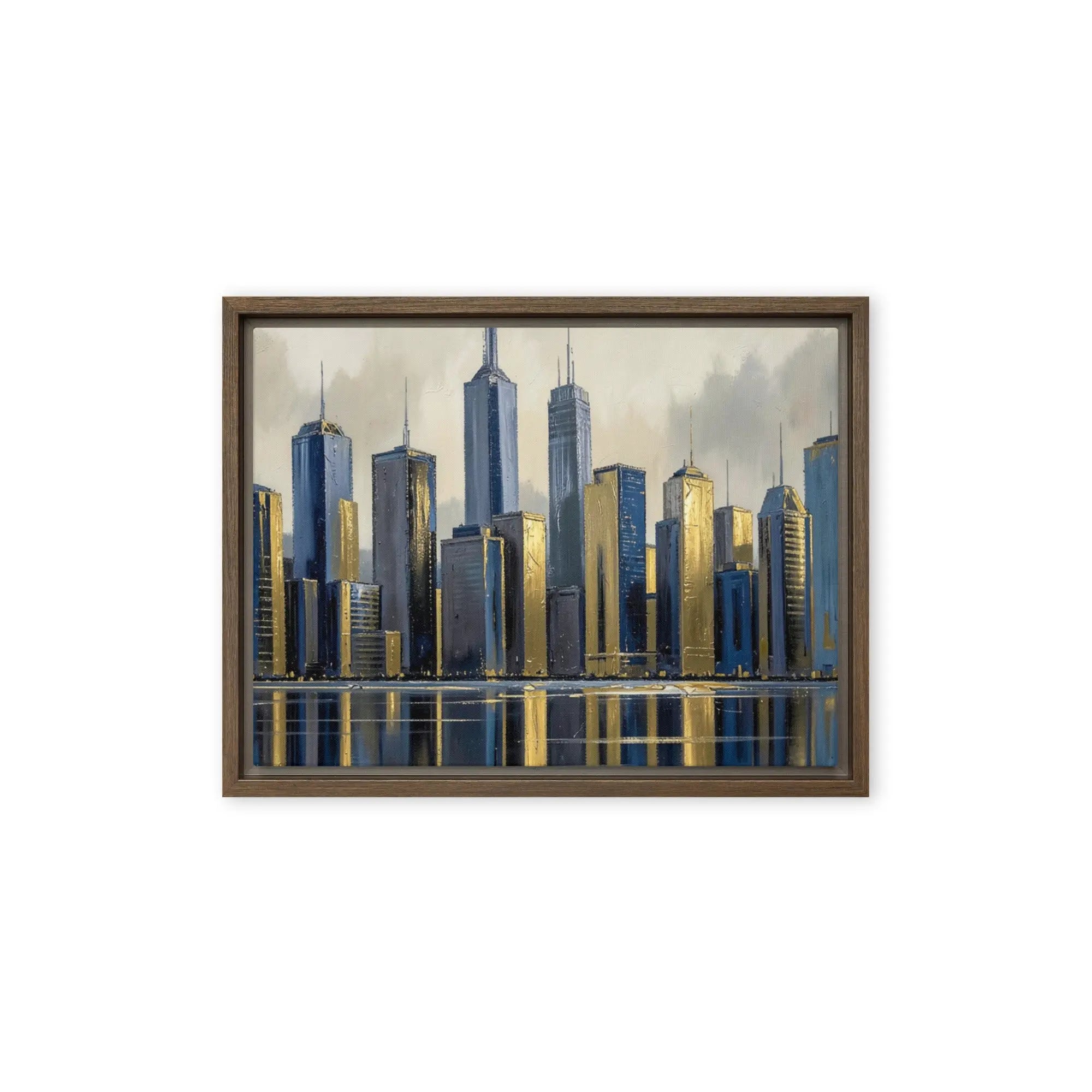 Lumina framed canvas skyline product mockup in black frame, 20 x 30 inch large size