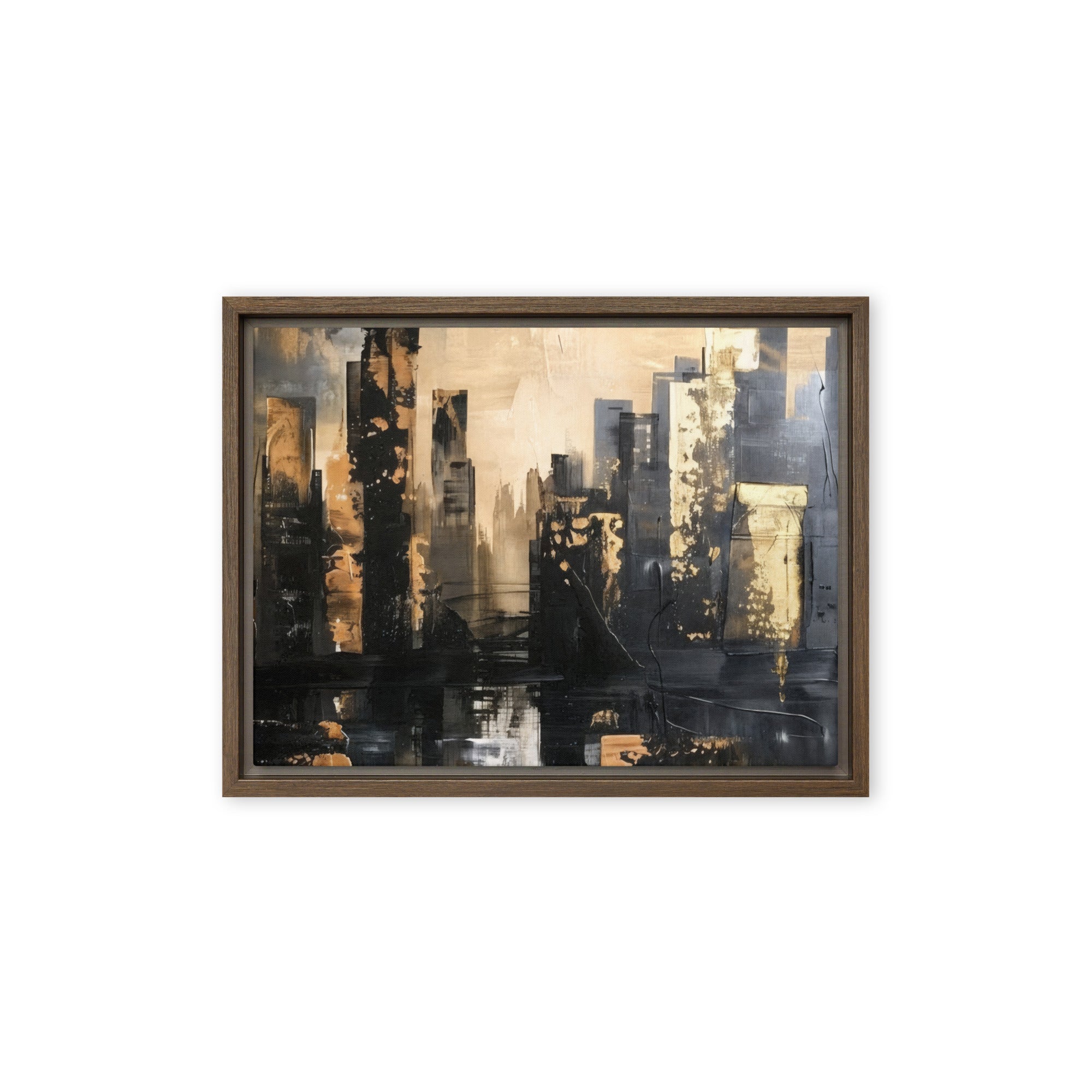 Sommet framed canvas skyline front-facing product image in black frame, 16 x 16 inch universal size