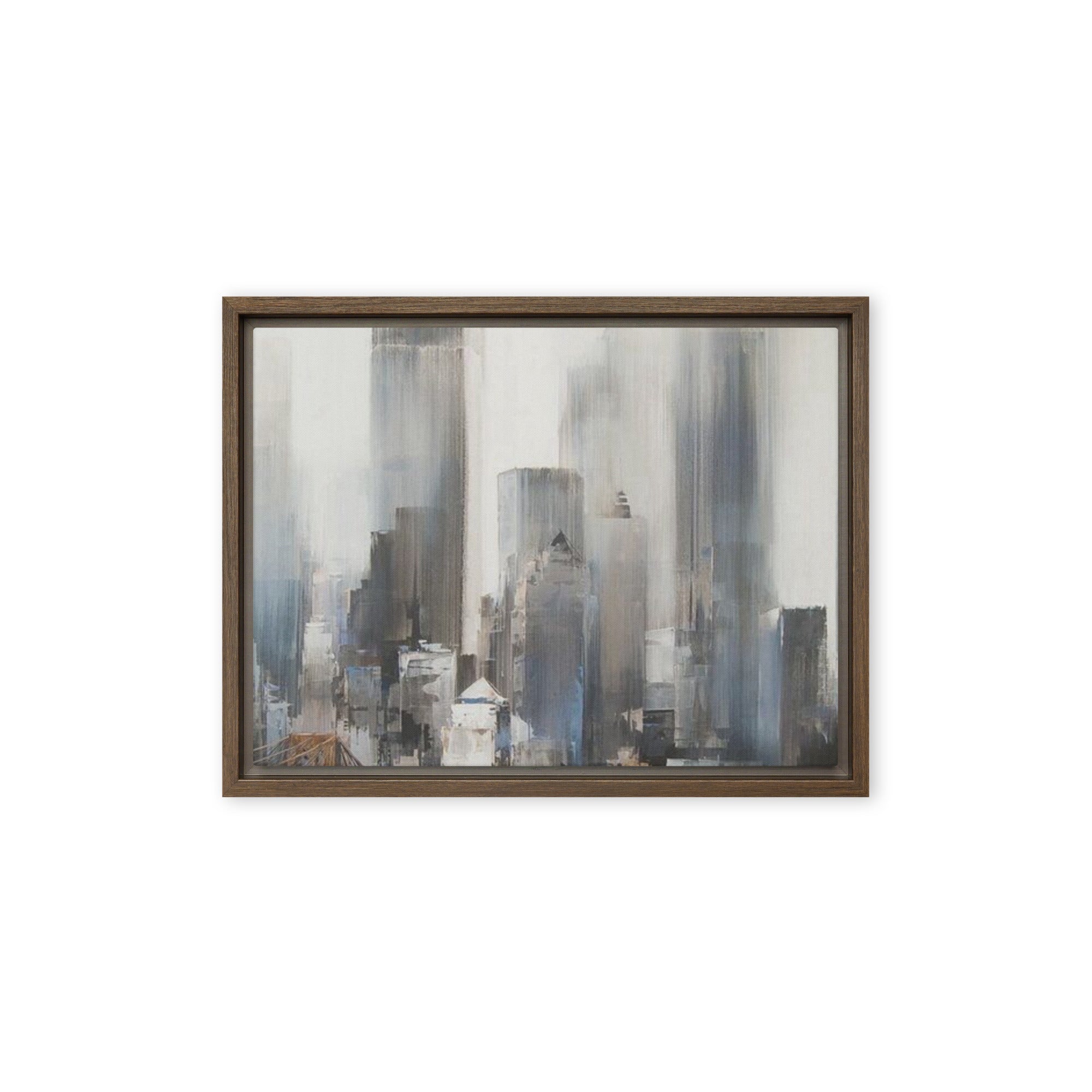 Vanguard framed canvas skyline wall display image in white frame, 24 x 32 inch large size