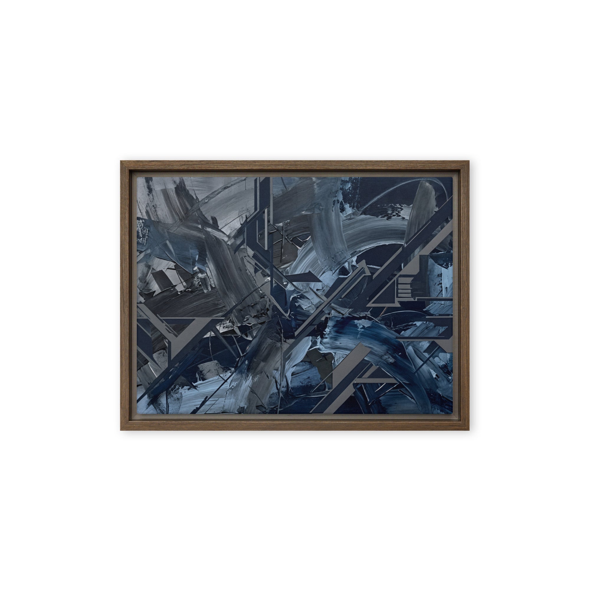 Torrent framed canvas urban product view in black frame, 18 x 24 inch large size