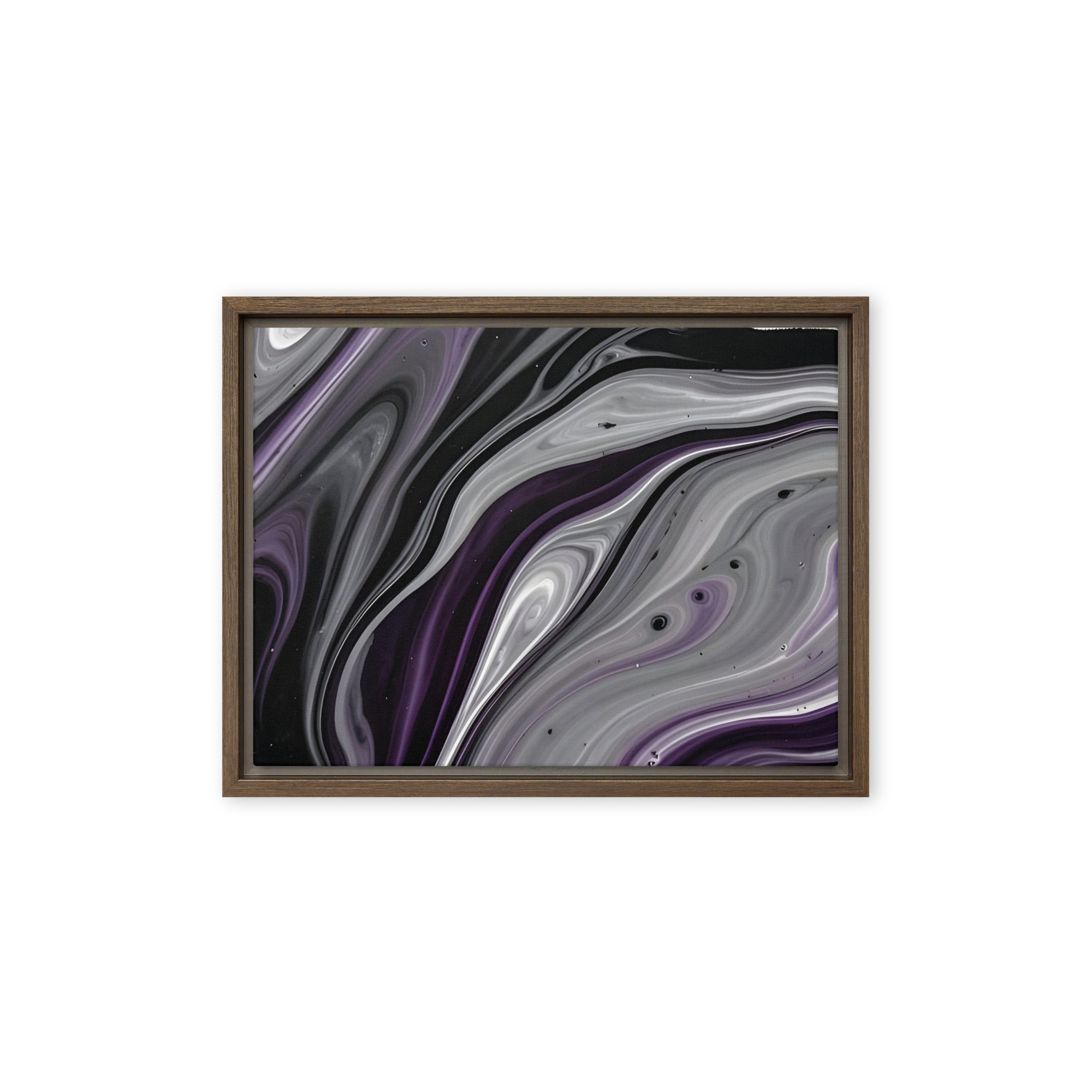 Amethyst Flow framed canvas print wall display image in brown frame, 8 x 10 inch universal size