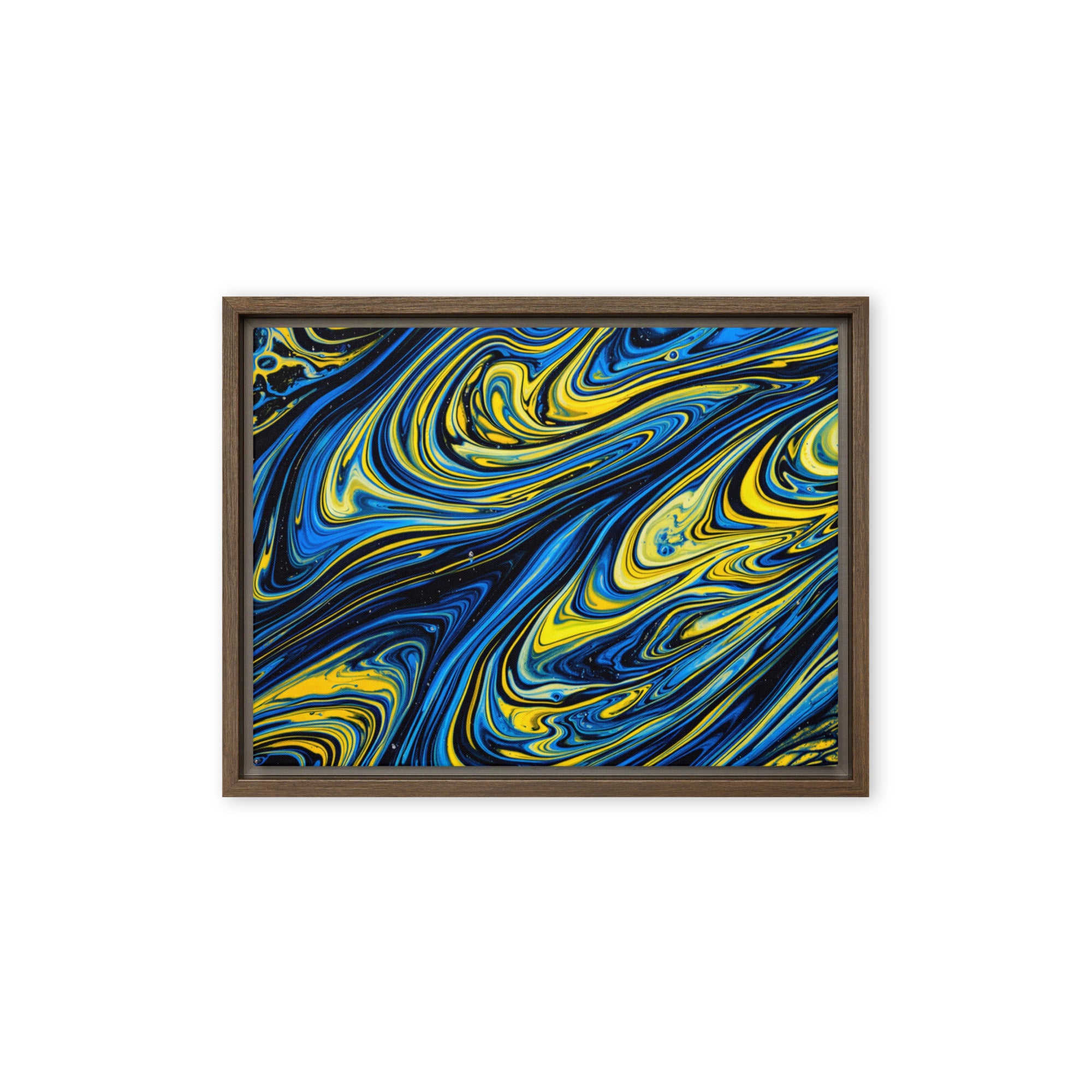 Coral framed canvas print wall display image in brown frame, 8 x 10 inch universal size