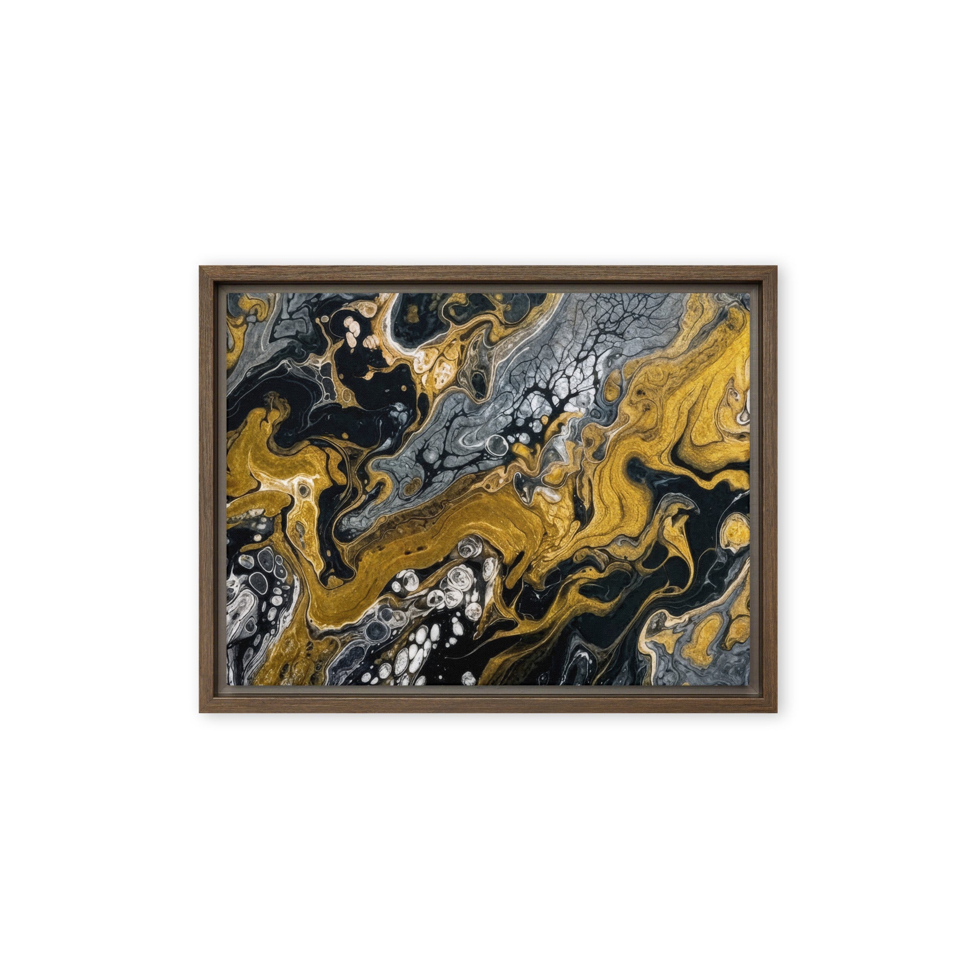 Aurum wall art product image as a framed canvas print in black frame, 24 x 32 inch large size