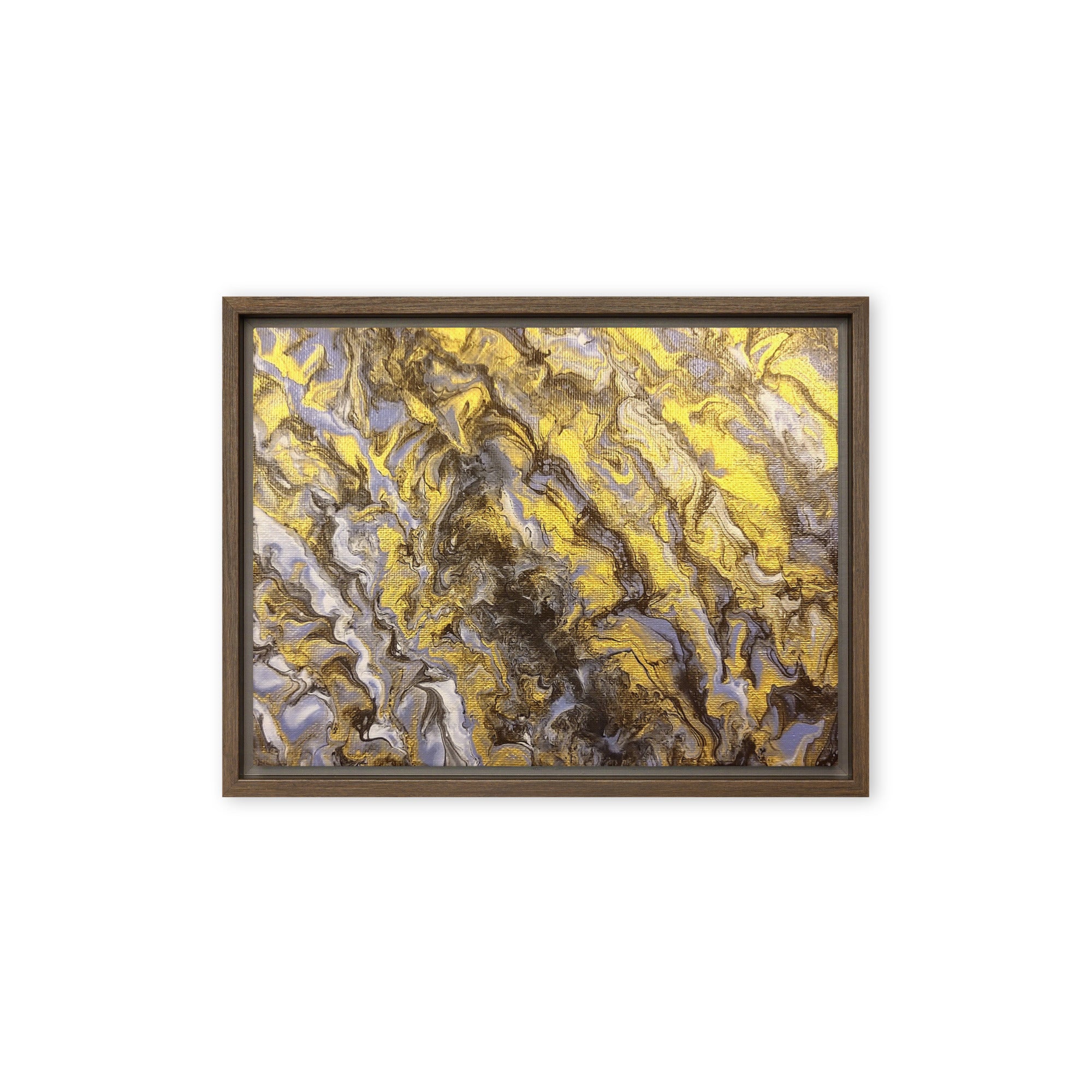 Gold Wave wall art product image as a framed canvas print in brown frame, 8 x 10 inch universal size