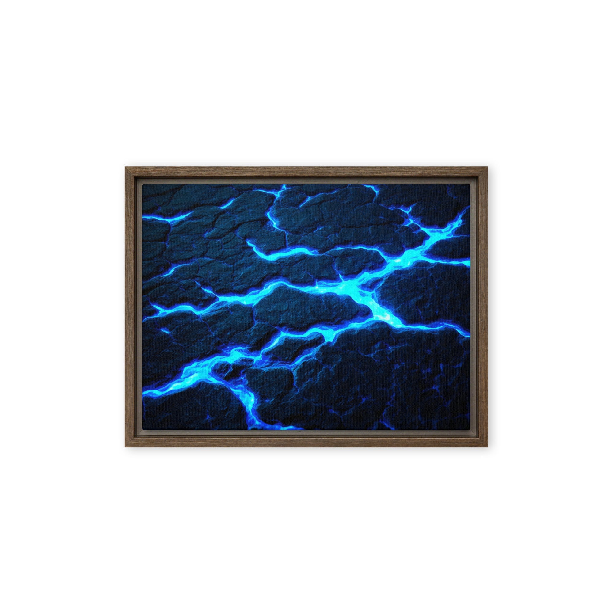 Dacite framed canvas print product mockup in brown frame, 9 x 12 inch universal size