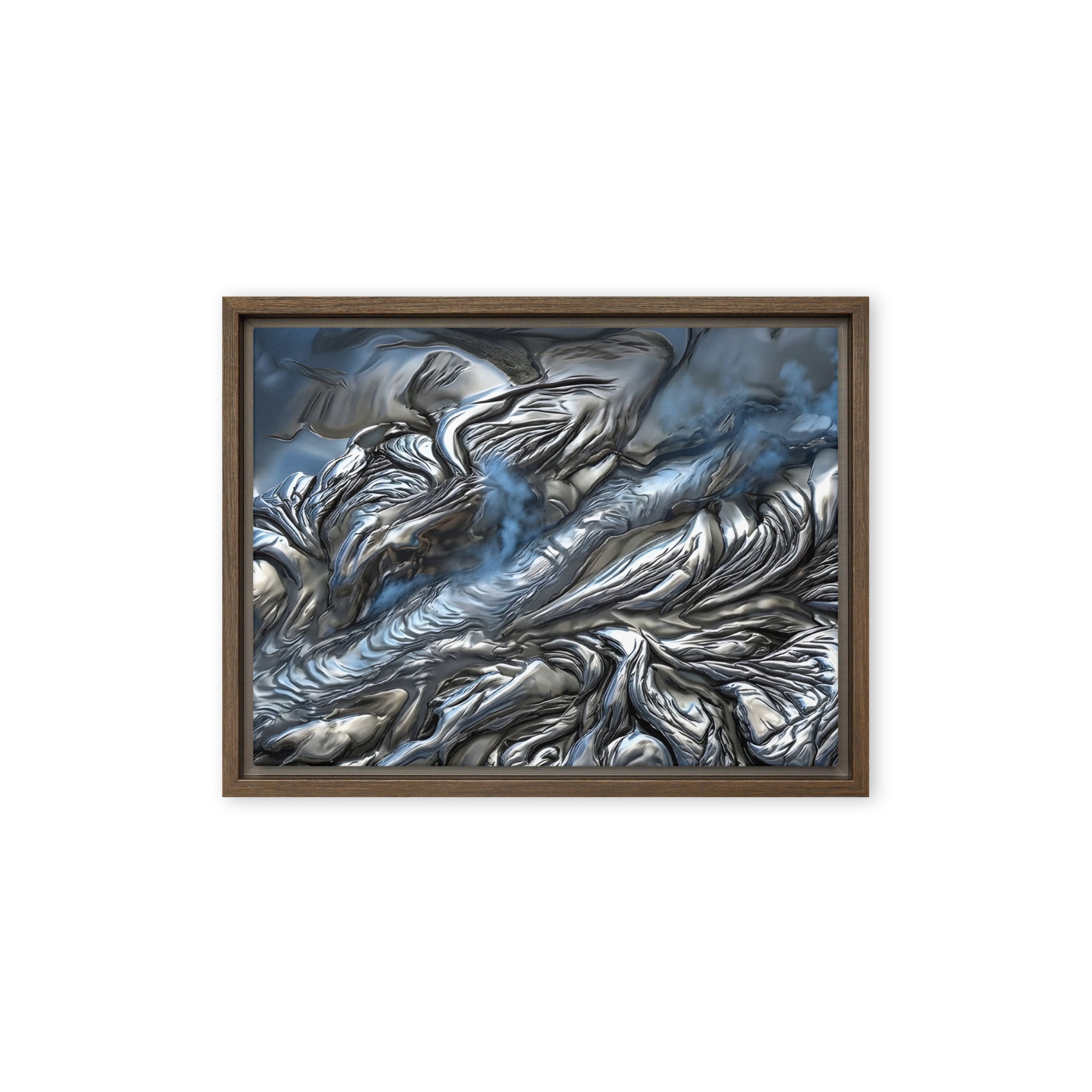 Andesite framed canvas print product mockup in brown frame, 9 x 12 inch universal size