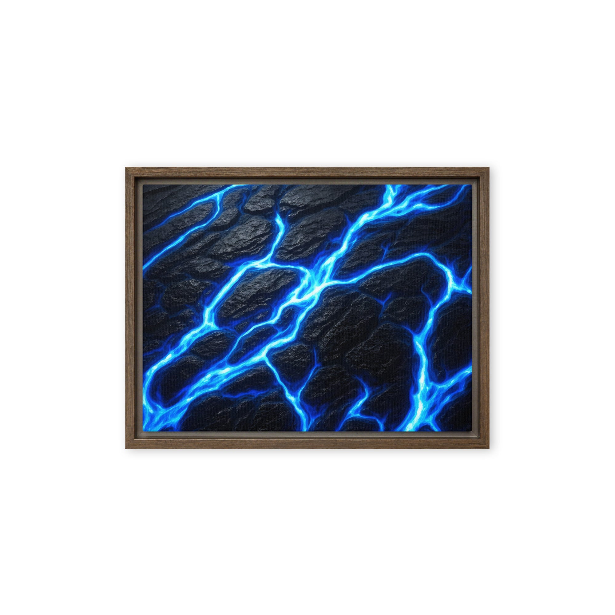 Fissure framed canvas print product mockup in brown frame, 9 x 12 inch universal size