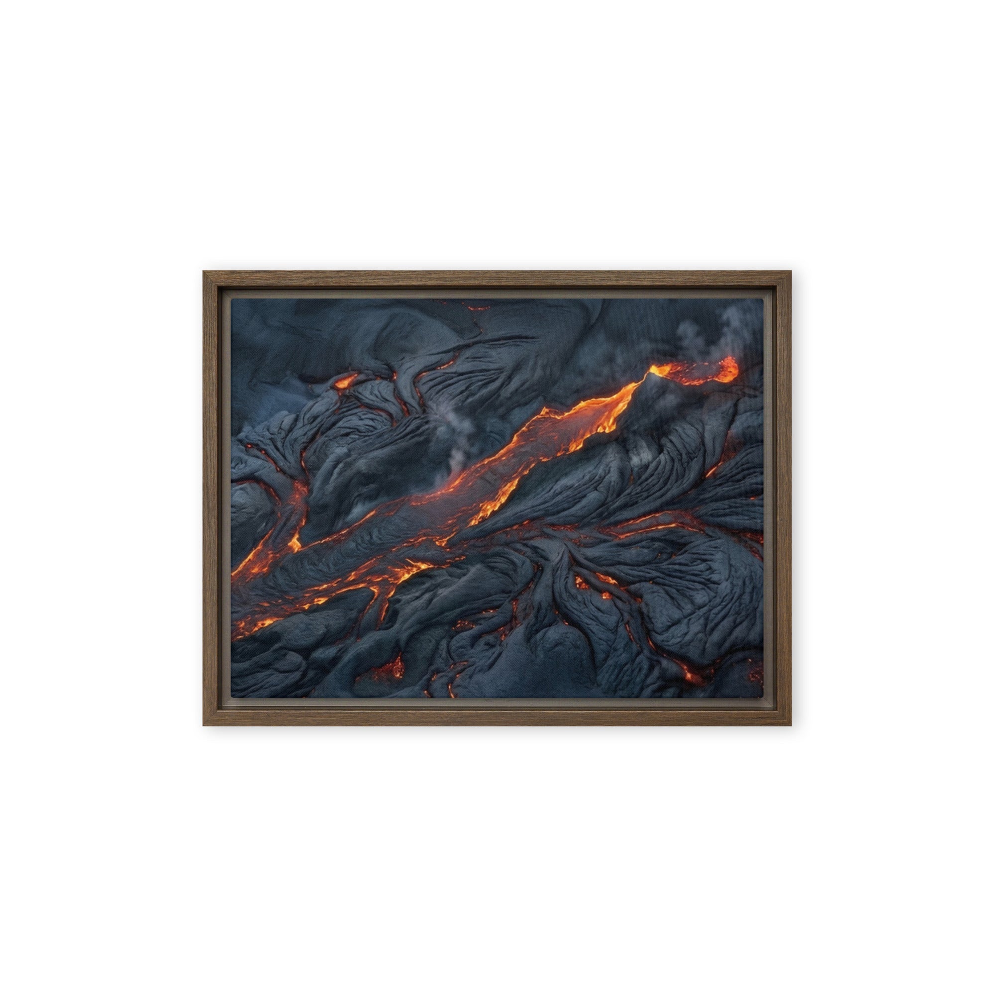 Molten framed canvas print product mockup in brown frame, 9 x 12 inch universal size