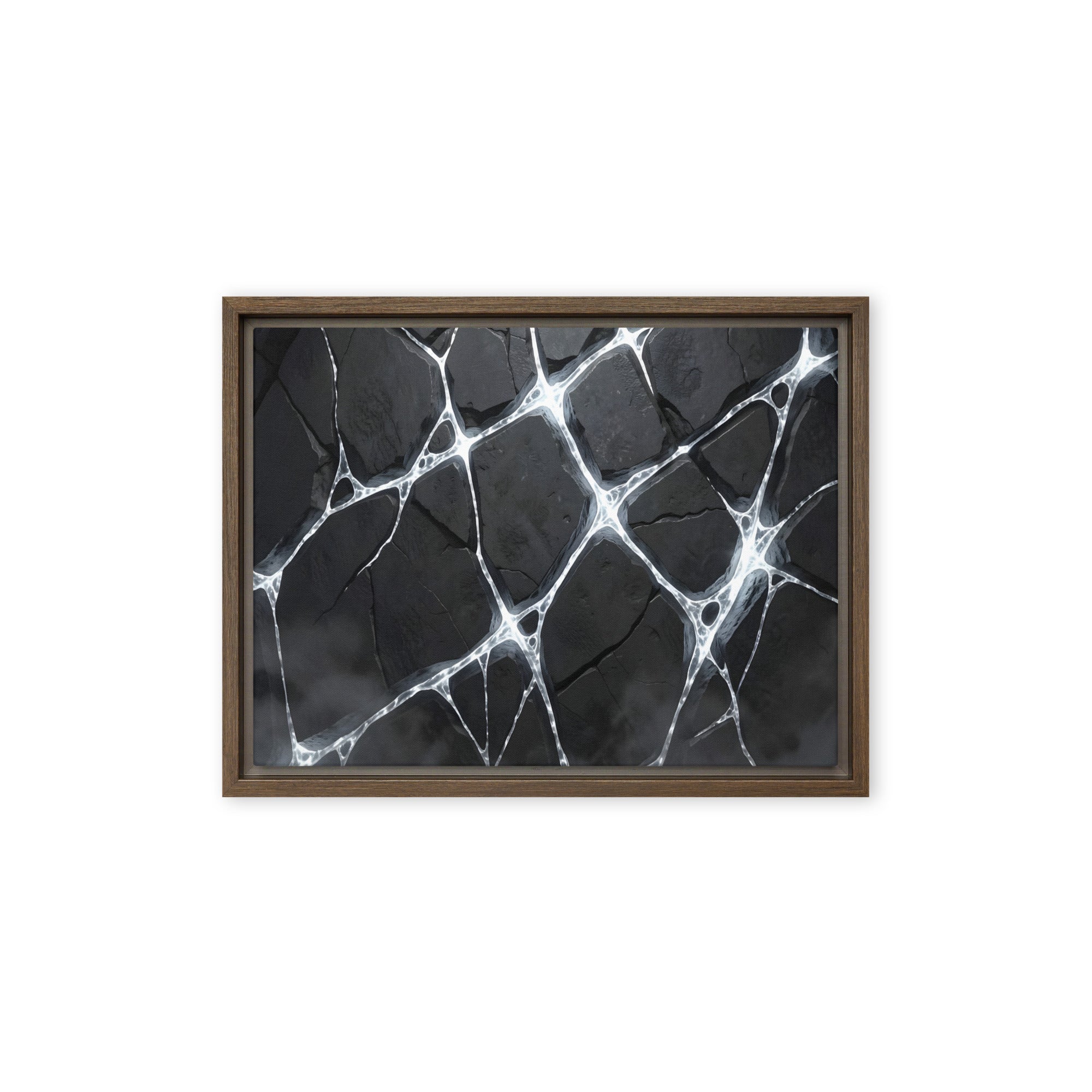Pumice framed canvas print product mockup in brown frame, 9 x 12 inch universal size