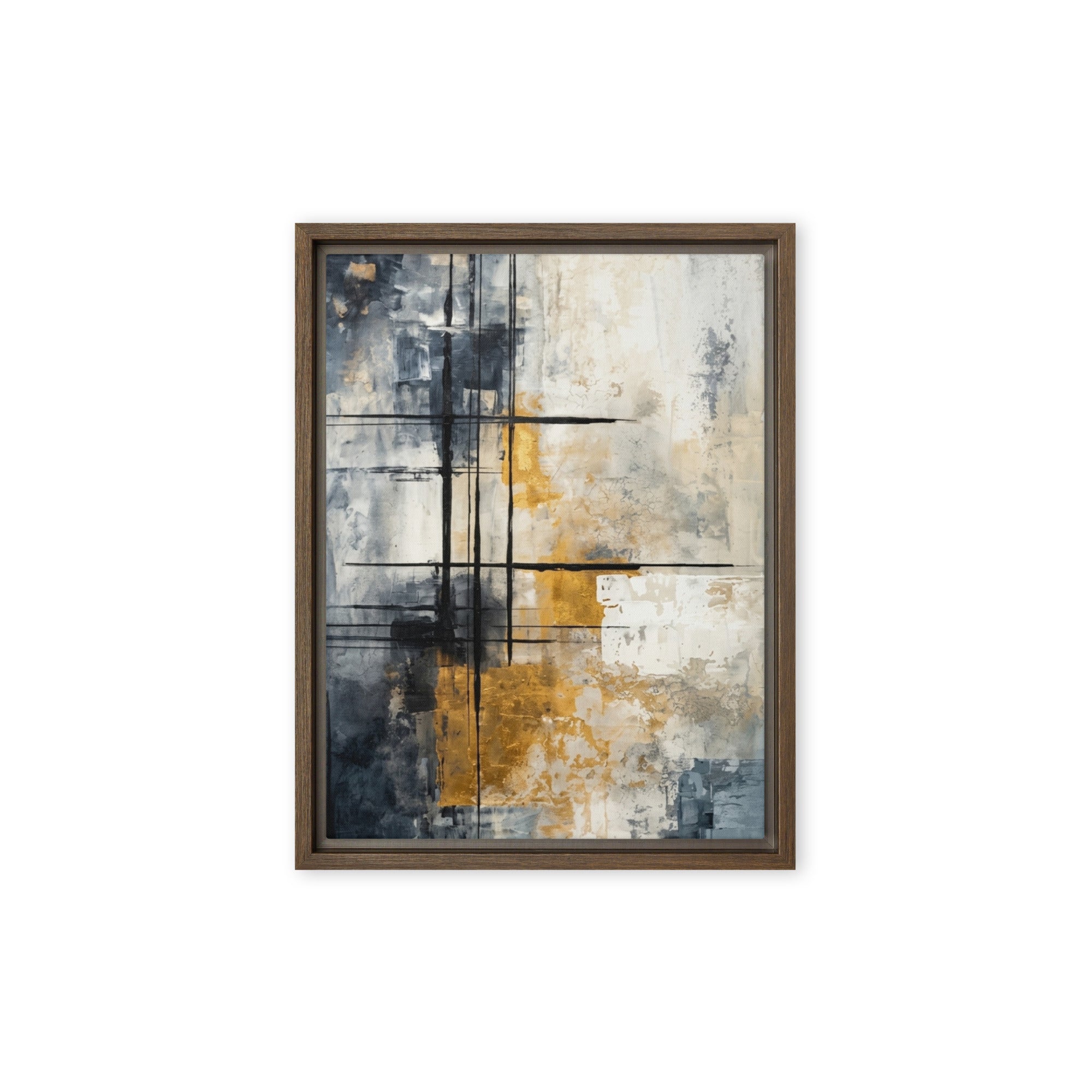 Elitist framed canvas print product mockup in brown frame, 9 x 12 inch universal size