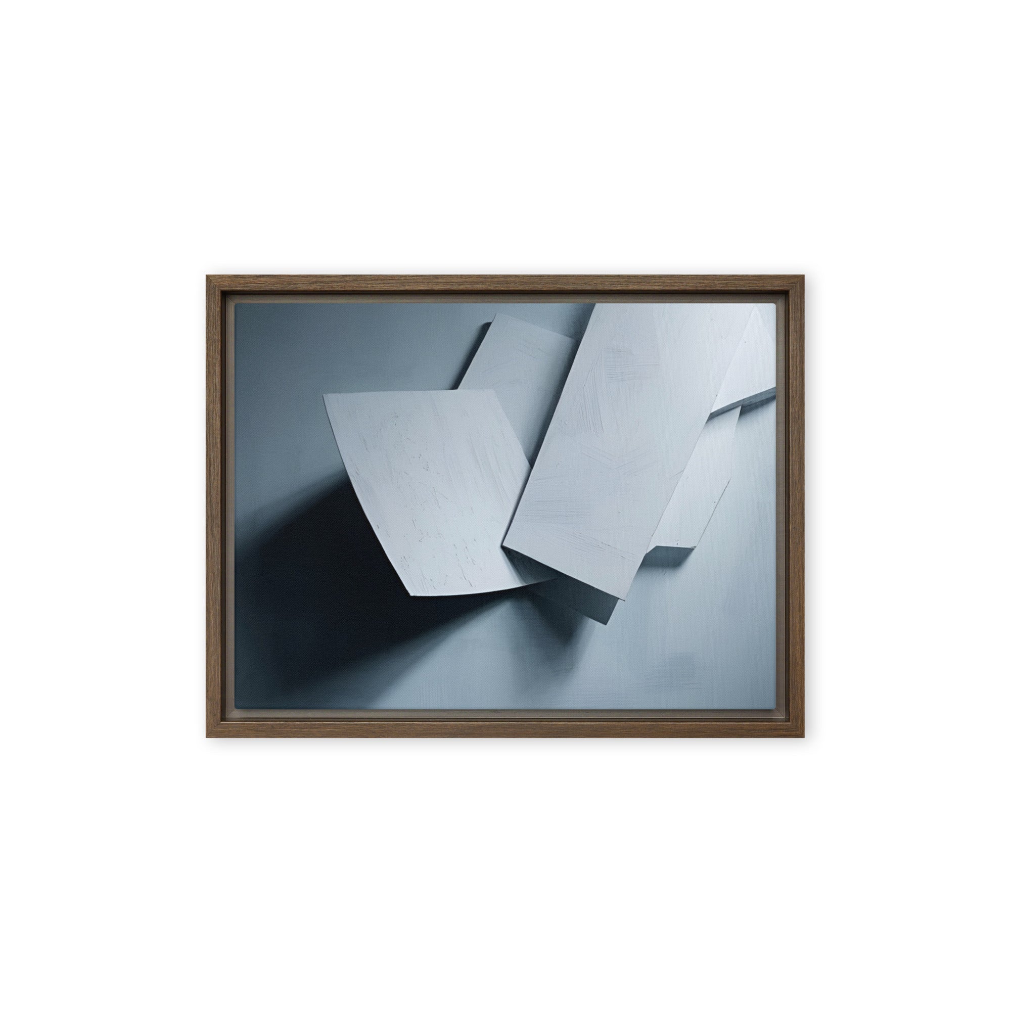 Silhouette framed canvas print product mockup in brown frame, 9 x 12 inch universal size