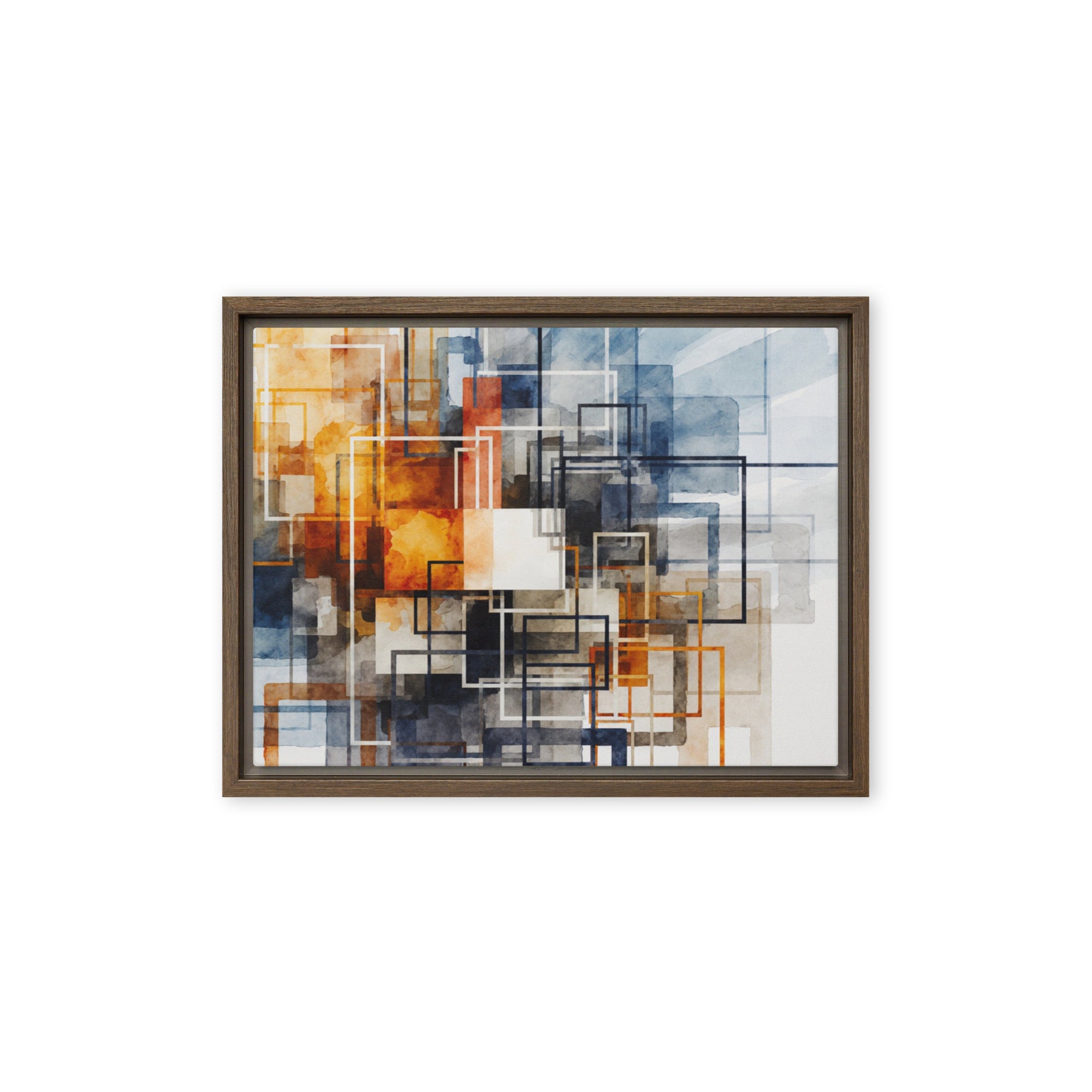 Tessera framed canvas print wall display image in brown frame, 8 x 10 inch universal size