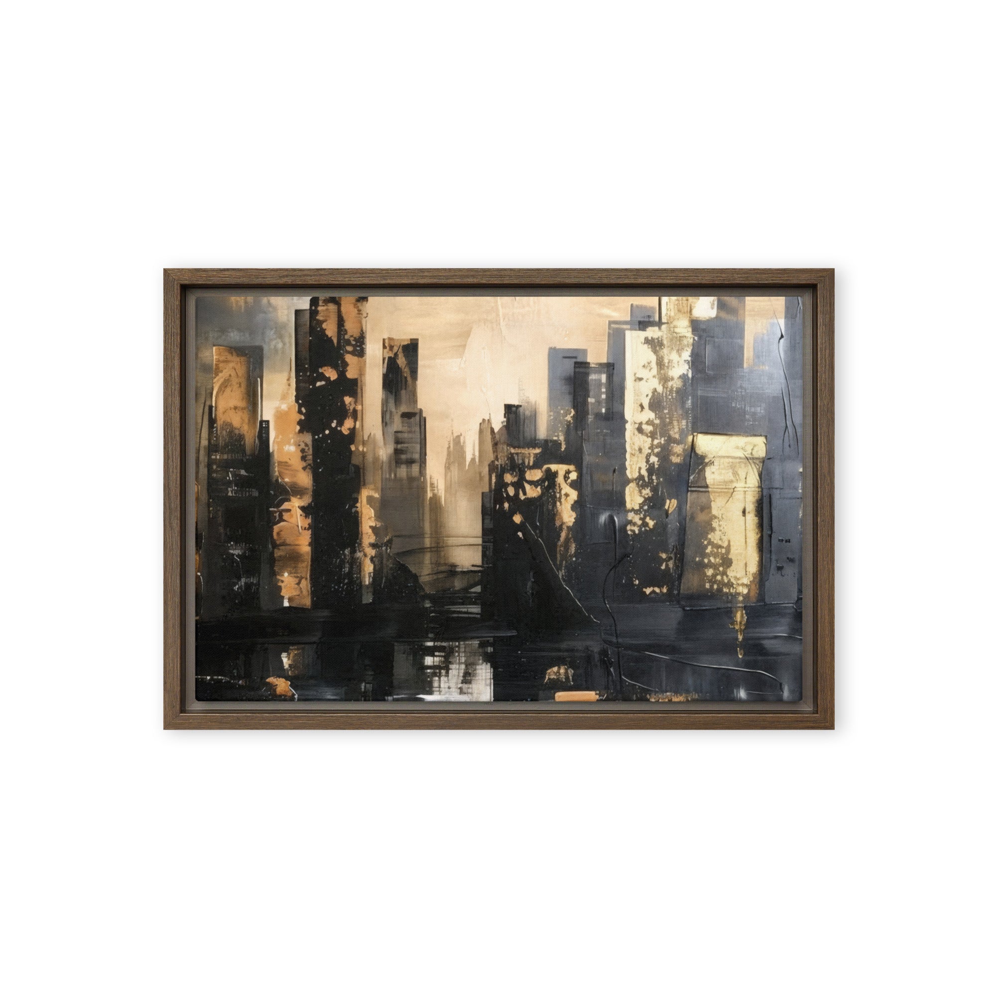 Sommet framed canvas skyline product view in black frame, 20 x 28 inch large size