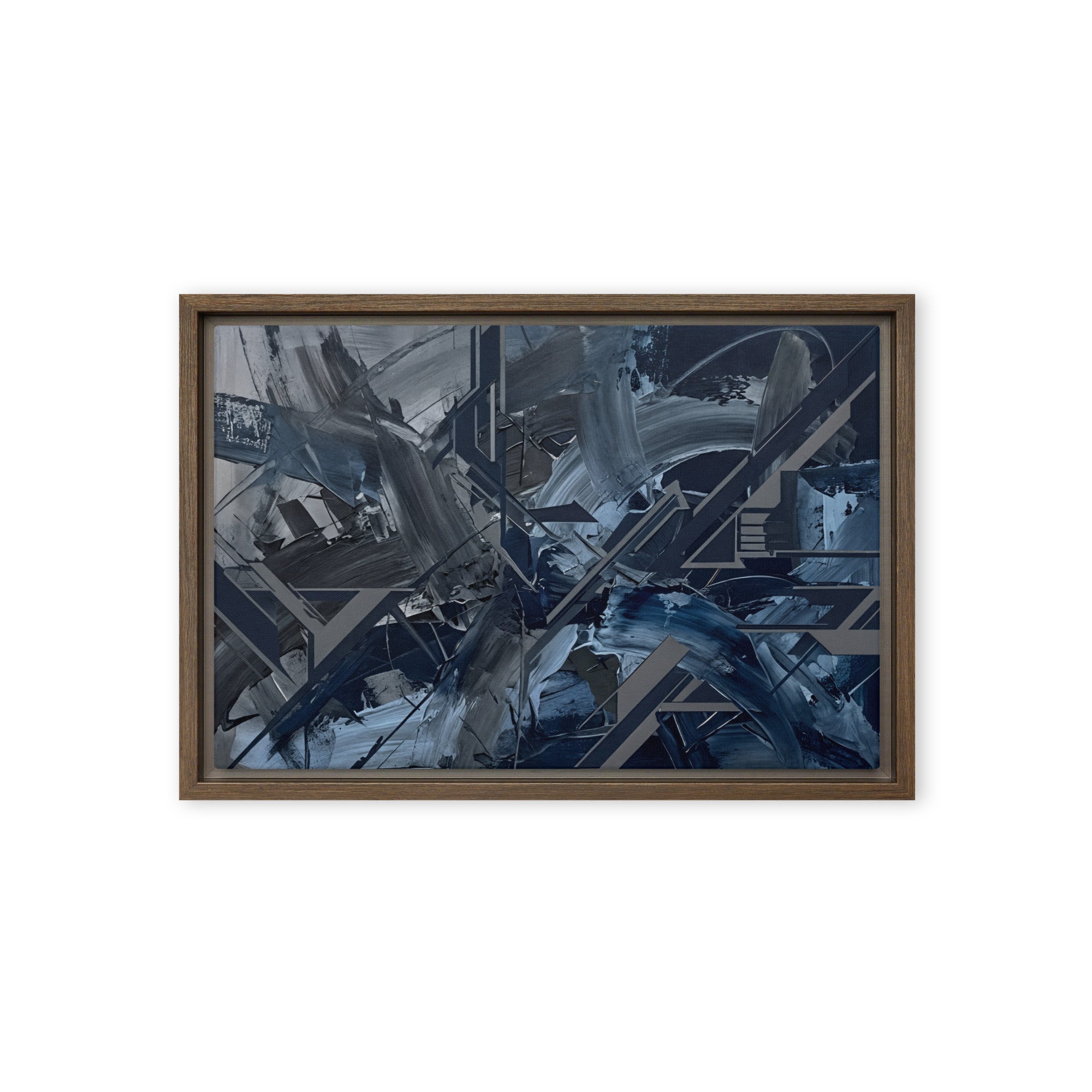 Torrent framed canvas urban, front view in black frame, 24 x 32 inch large size