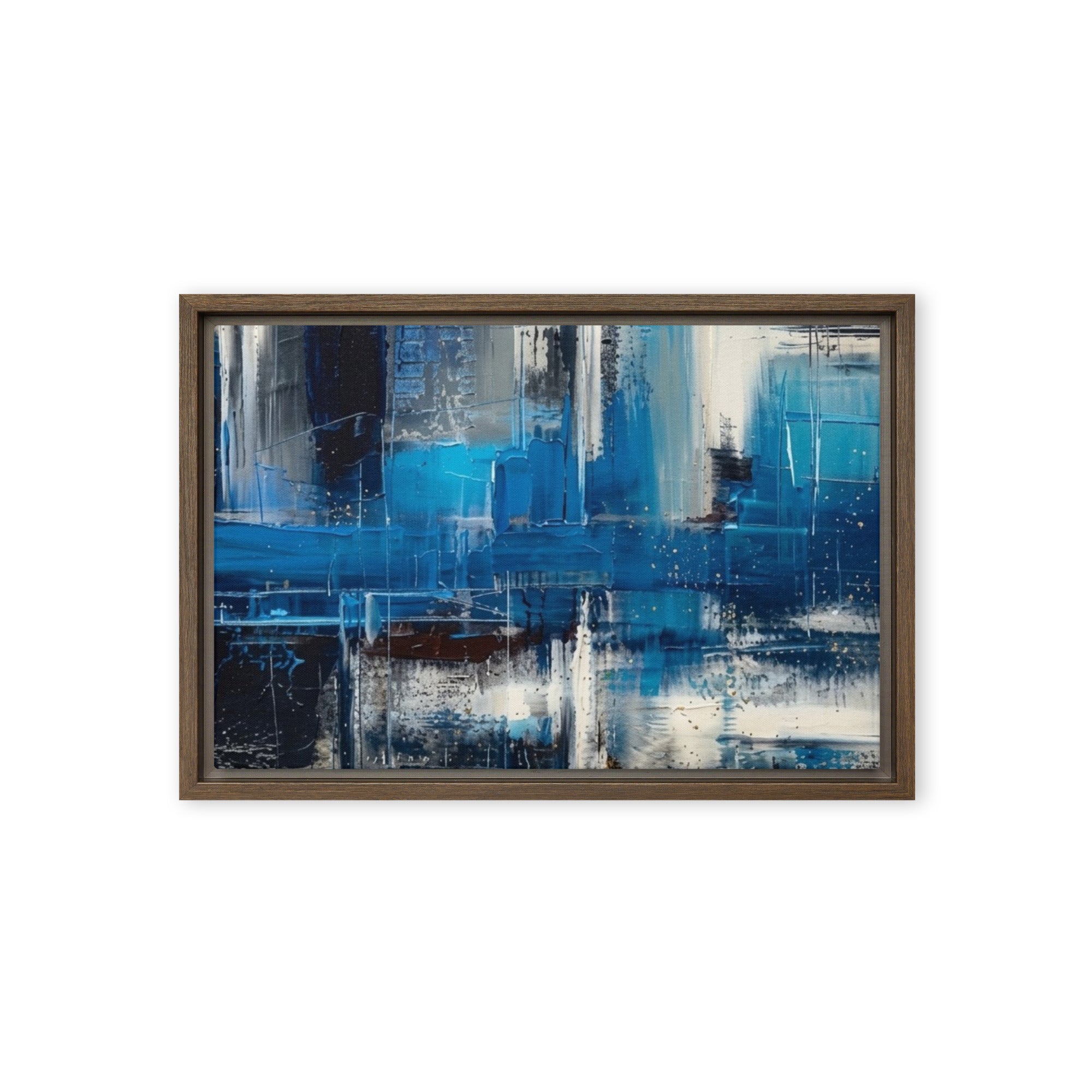 Isle framed canvas print product mockup in black frame, 18 x 24 inch large size
