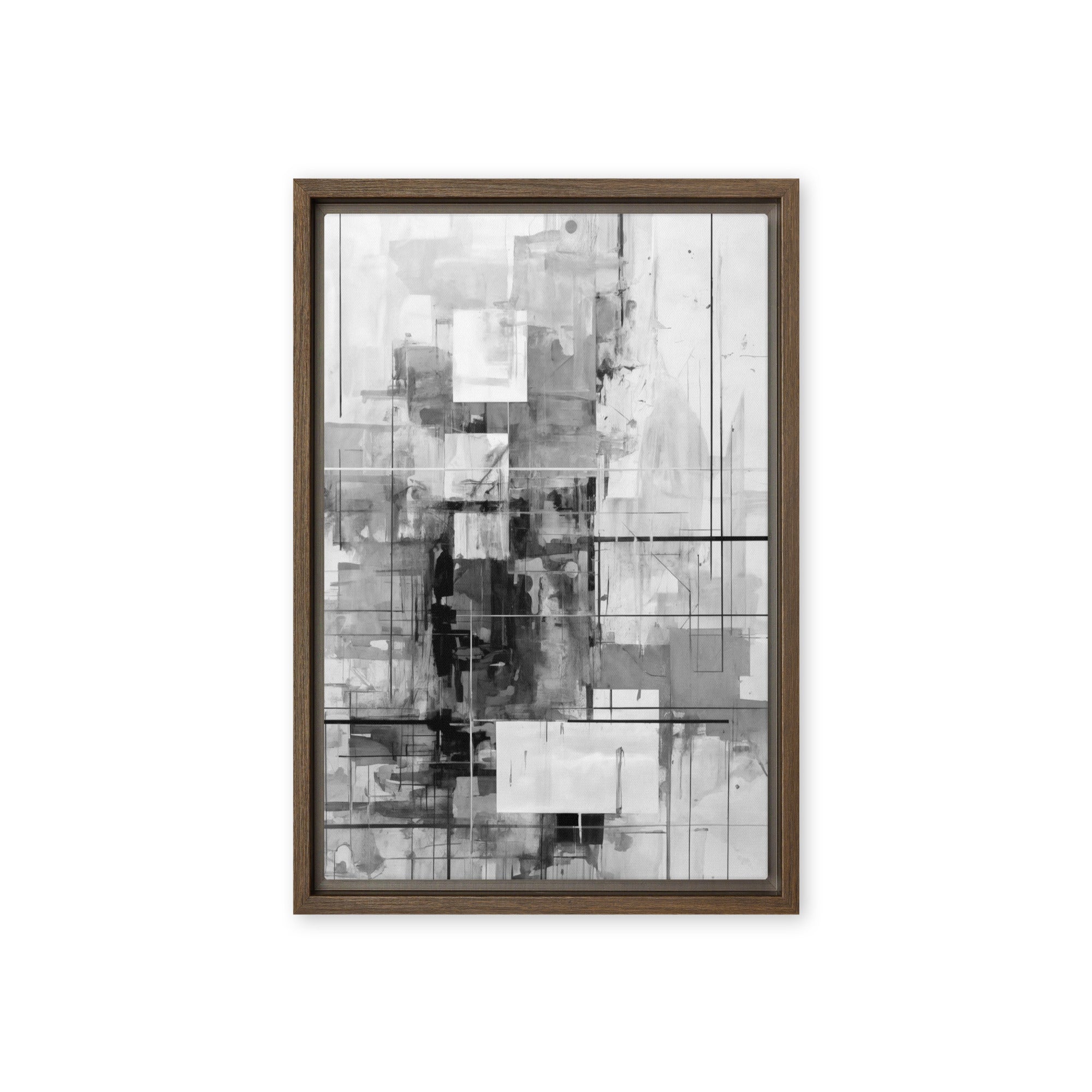 Betrayal wall art product image as a framed canvas abstract urban in black frame, 18 x 24 inch large size