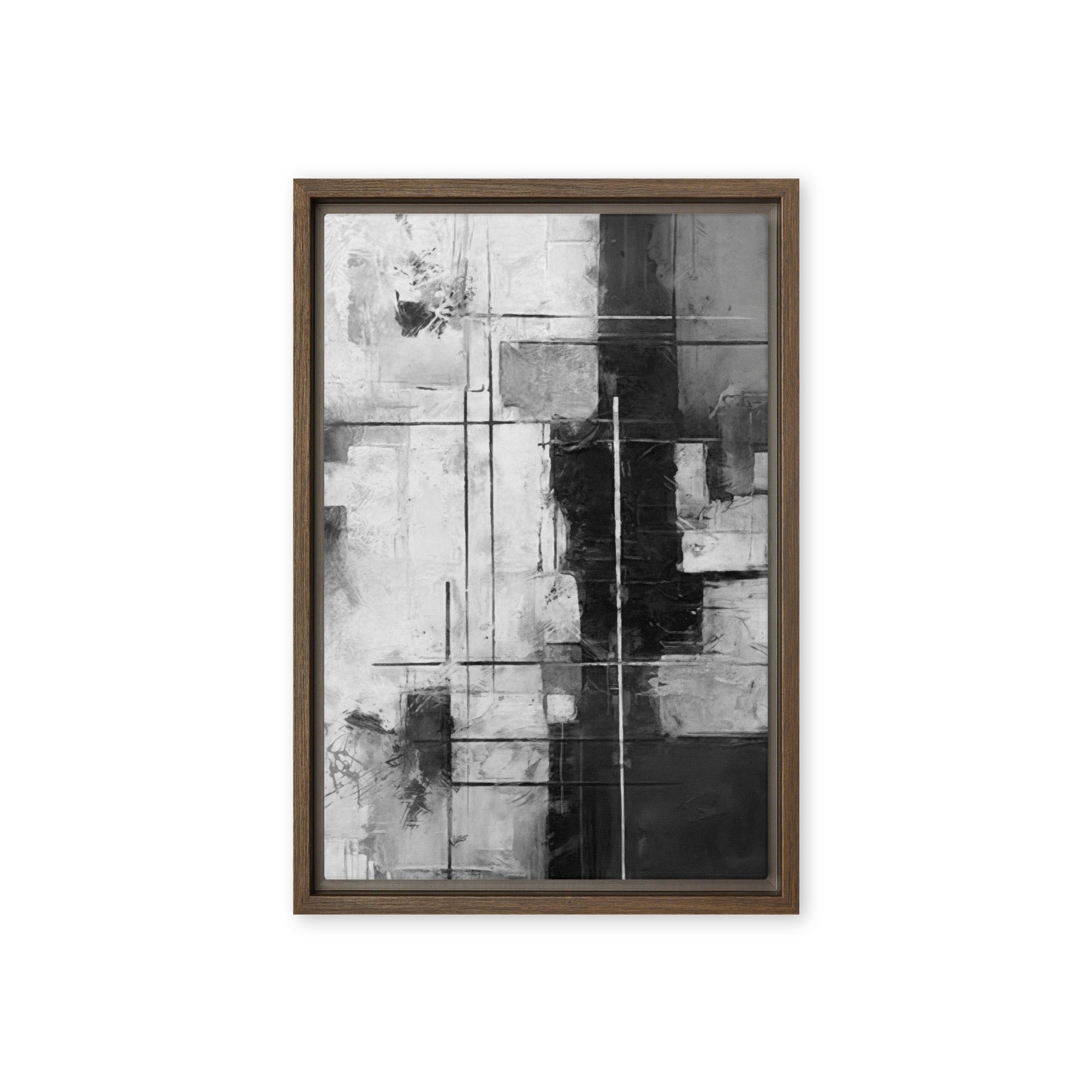 Beware framed canvas urban wall display image in white frame, 24 x 32 inch large size