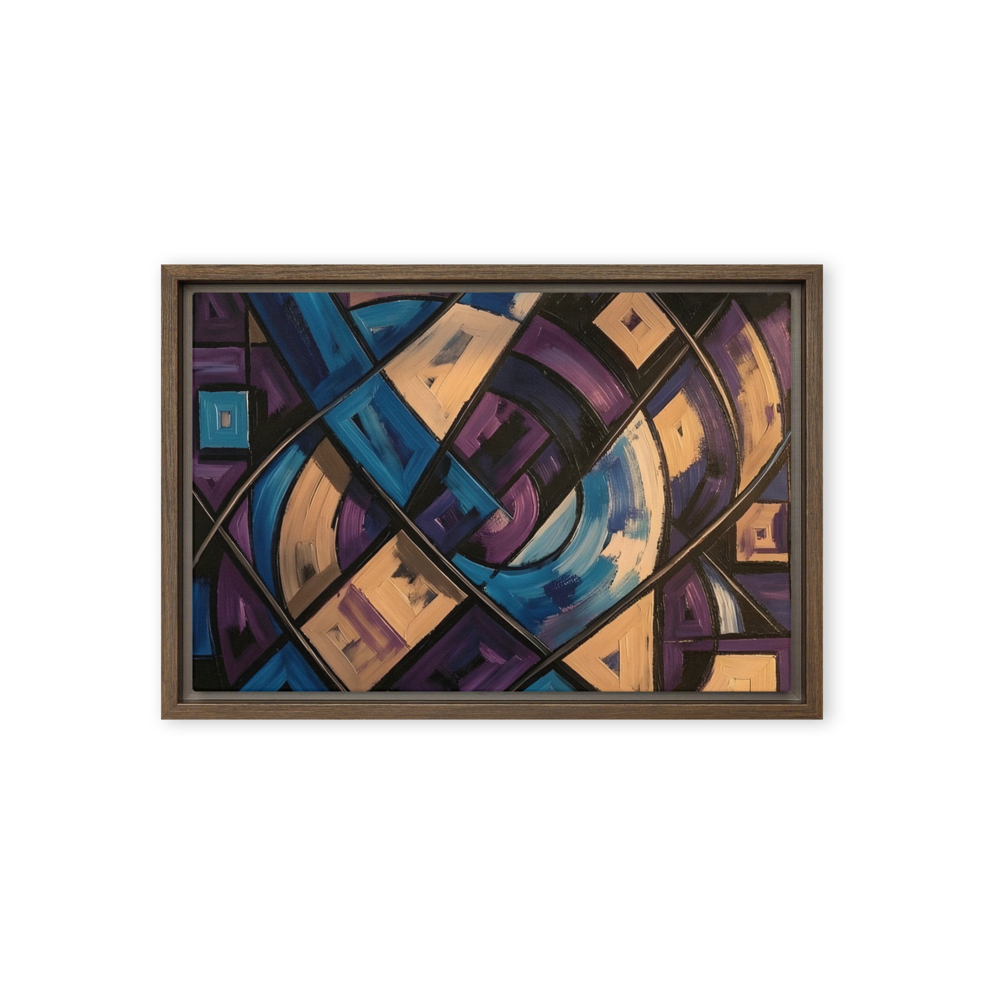 Relic framed canvas print shown in front view in black frame, 24 x 36 inch statement piece