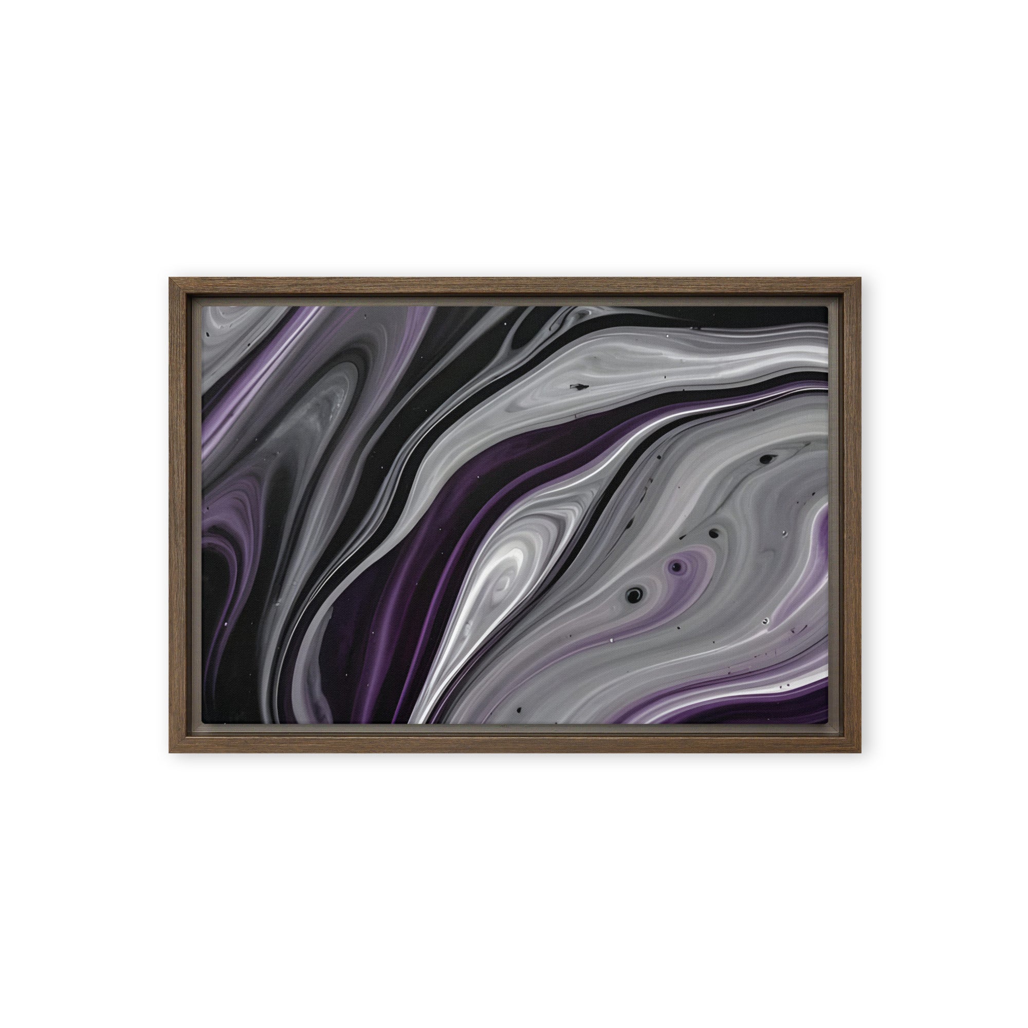 Amethyst Flow framed canvas print image for product listing in brown frame, 12 x 12 inch universal size