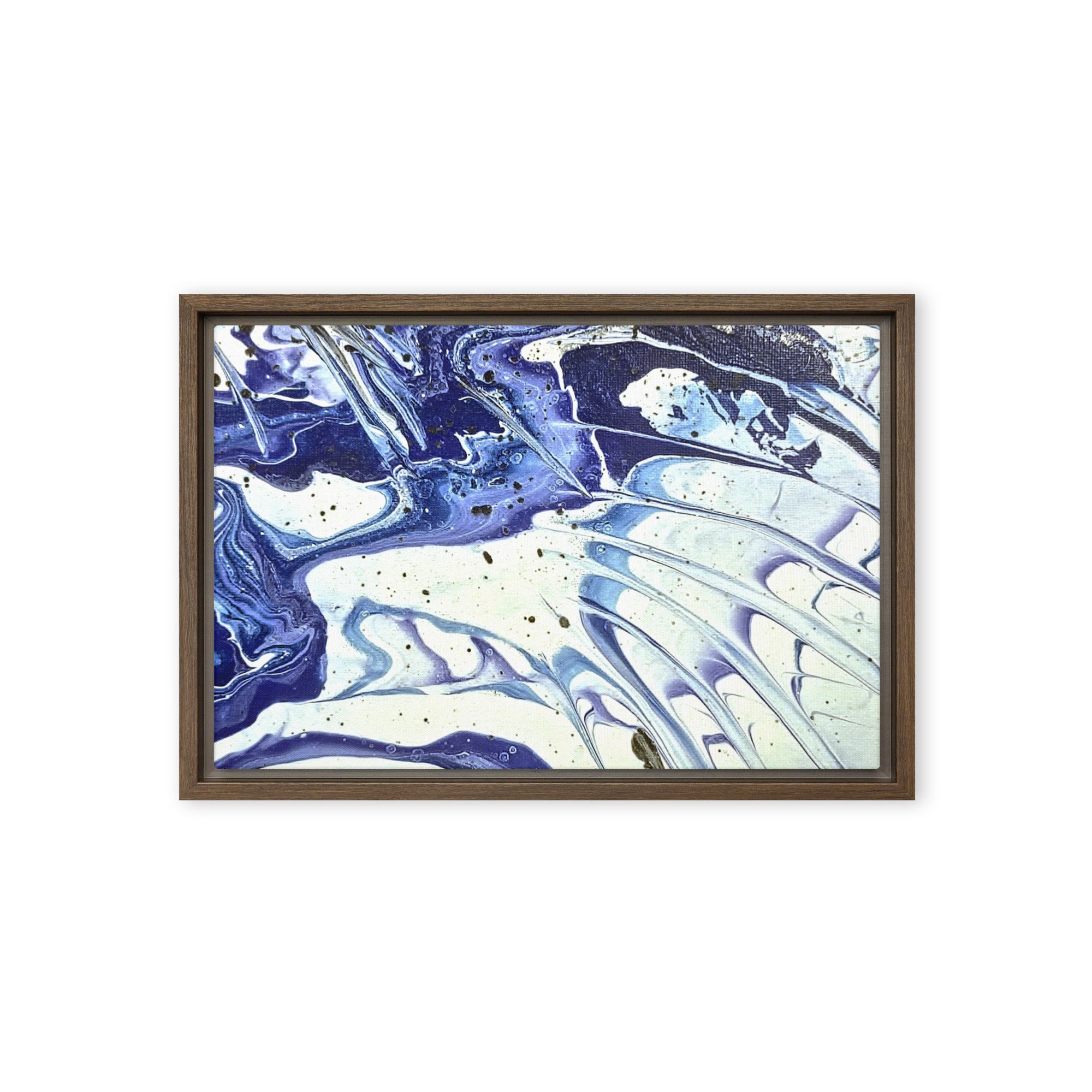 Cobalt framed canvas print image for product listing in brown frame, 12 x 12 inch universal size