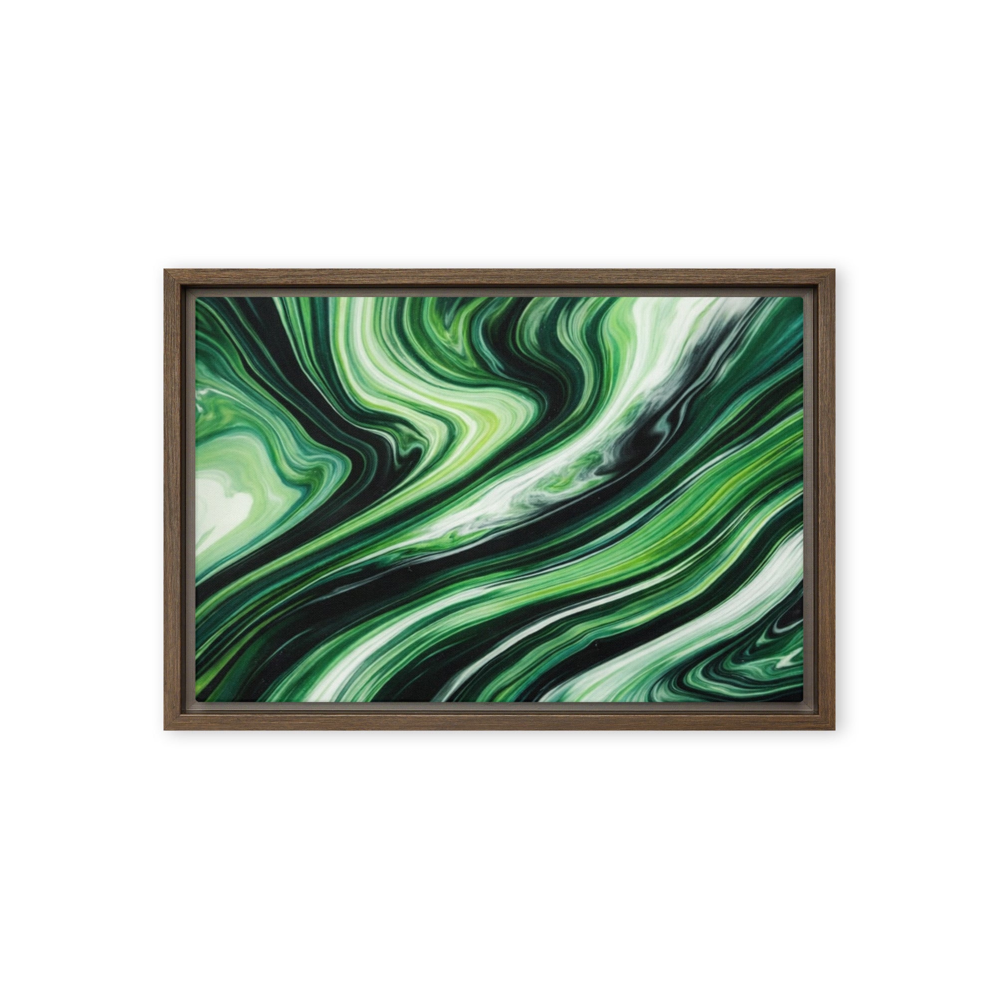 Verdant framed canvas print product mockup in black frame, 18 x 24 inch large size