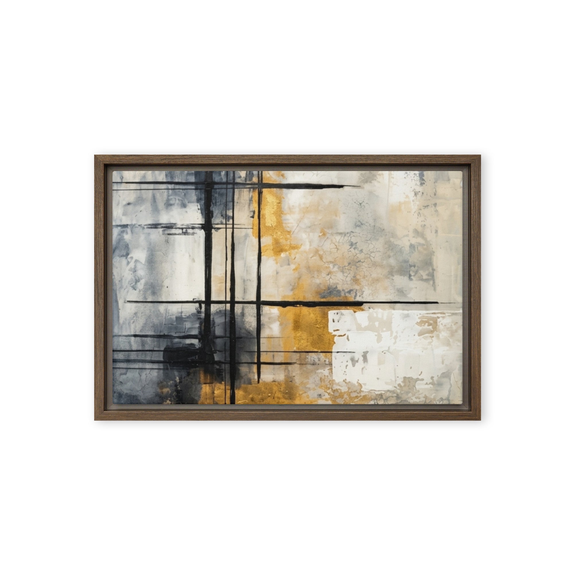 Elite framed canvas print product mockup in brown frame, 12 x 12 inch universal size