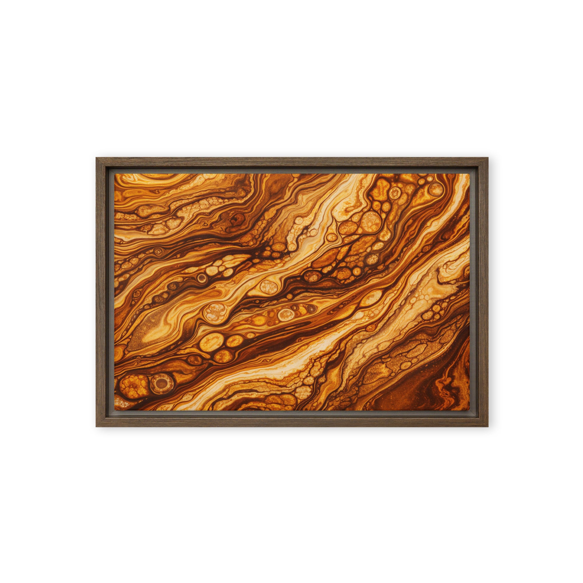 Molten Cells wall art product image as a framed canvas print in brown frame, 11 x 14 inch universal size