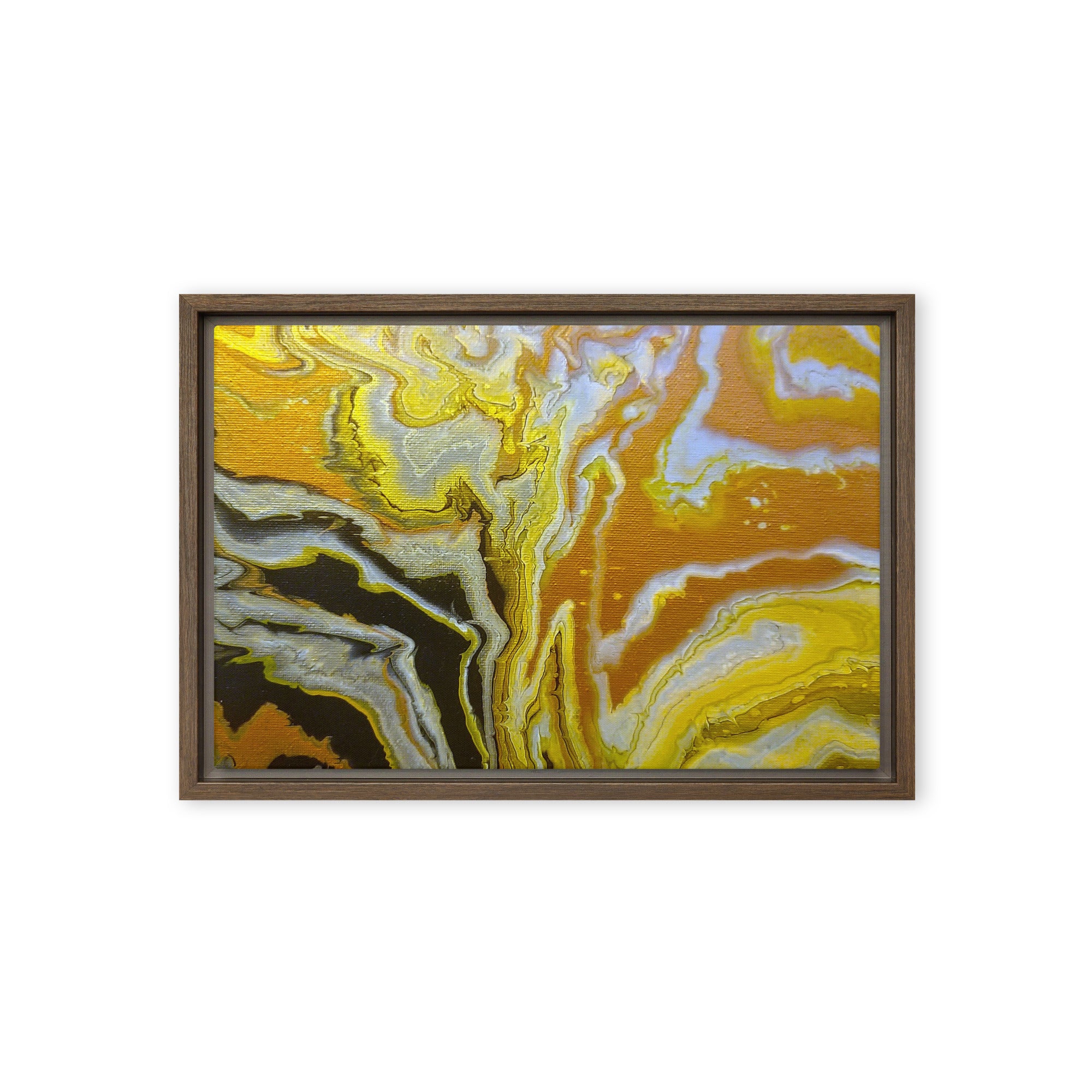 Golden Surge framed canvas print image for product listing in brown frame, 12 x 12 inch universal size