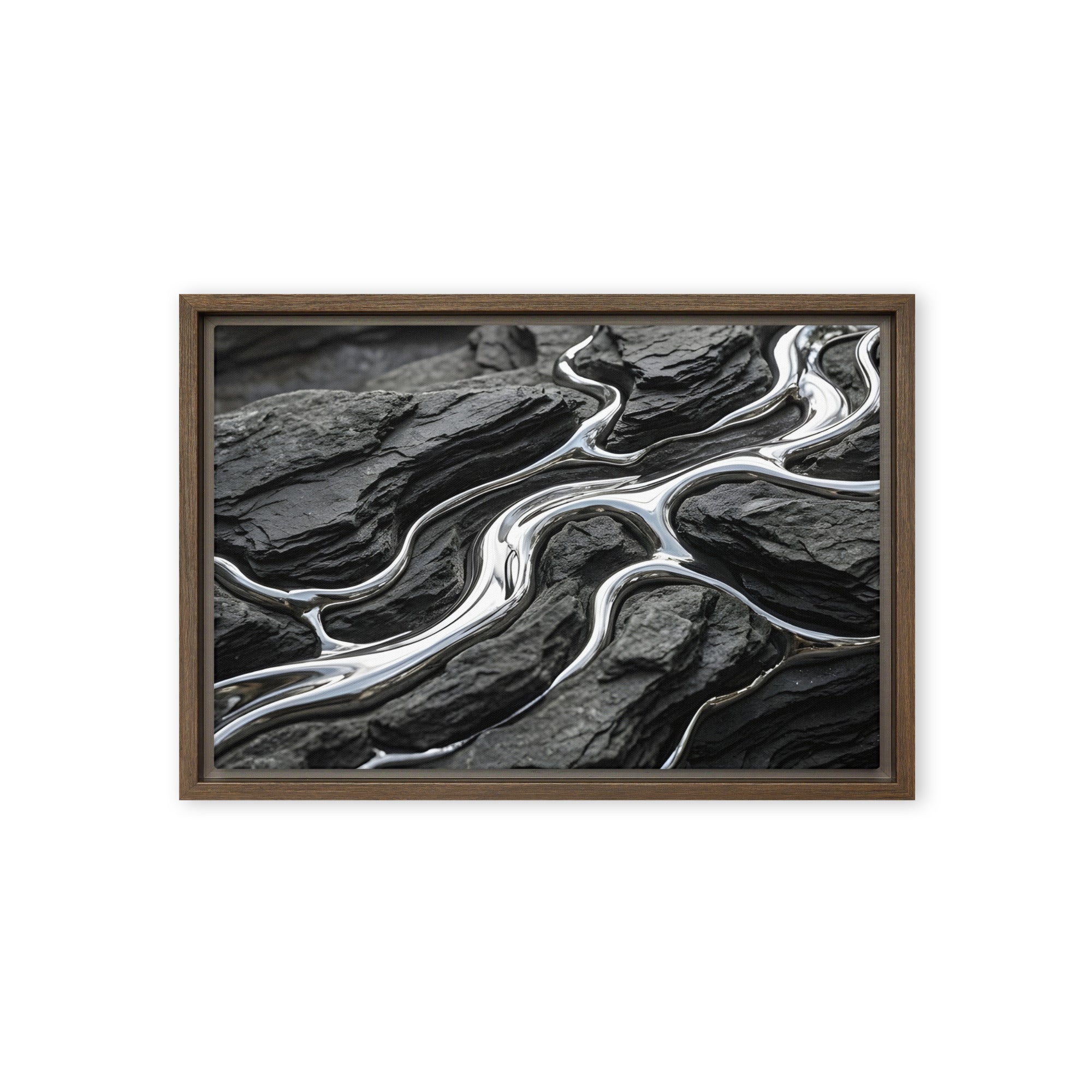 Basalt framed canvas print, front view in black frame, 24 x 32 inch large size