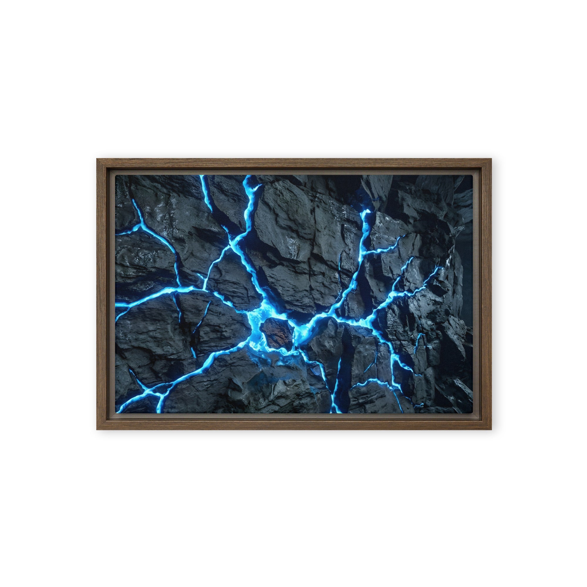 Vesicle framed canvas print, front view in brown frame, 12 x 18 inch universal size