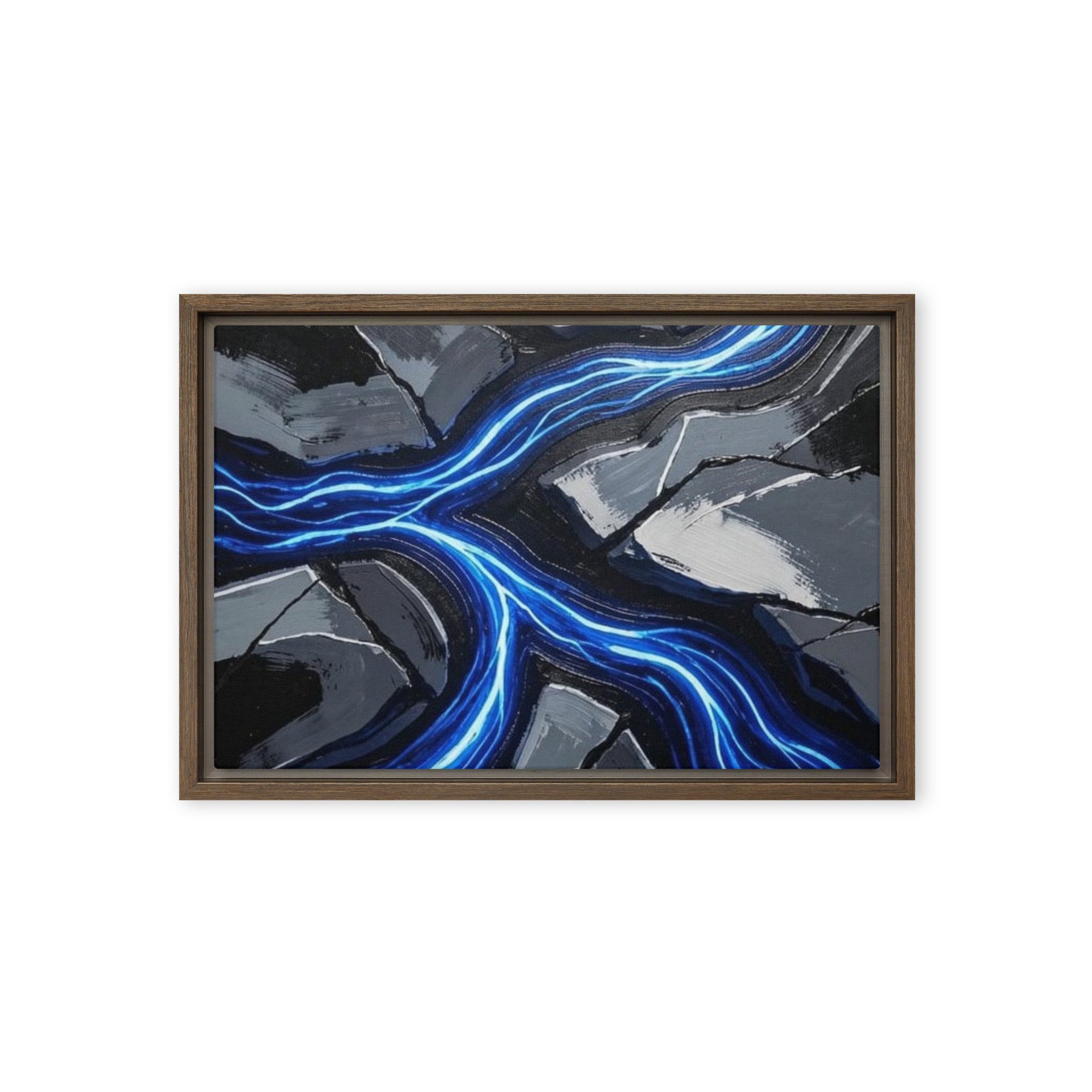Viscous framed canvas print, front view in brown frame, 12 x 18 inch universal size